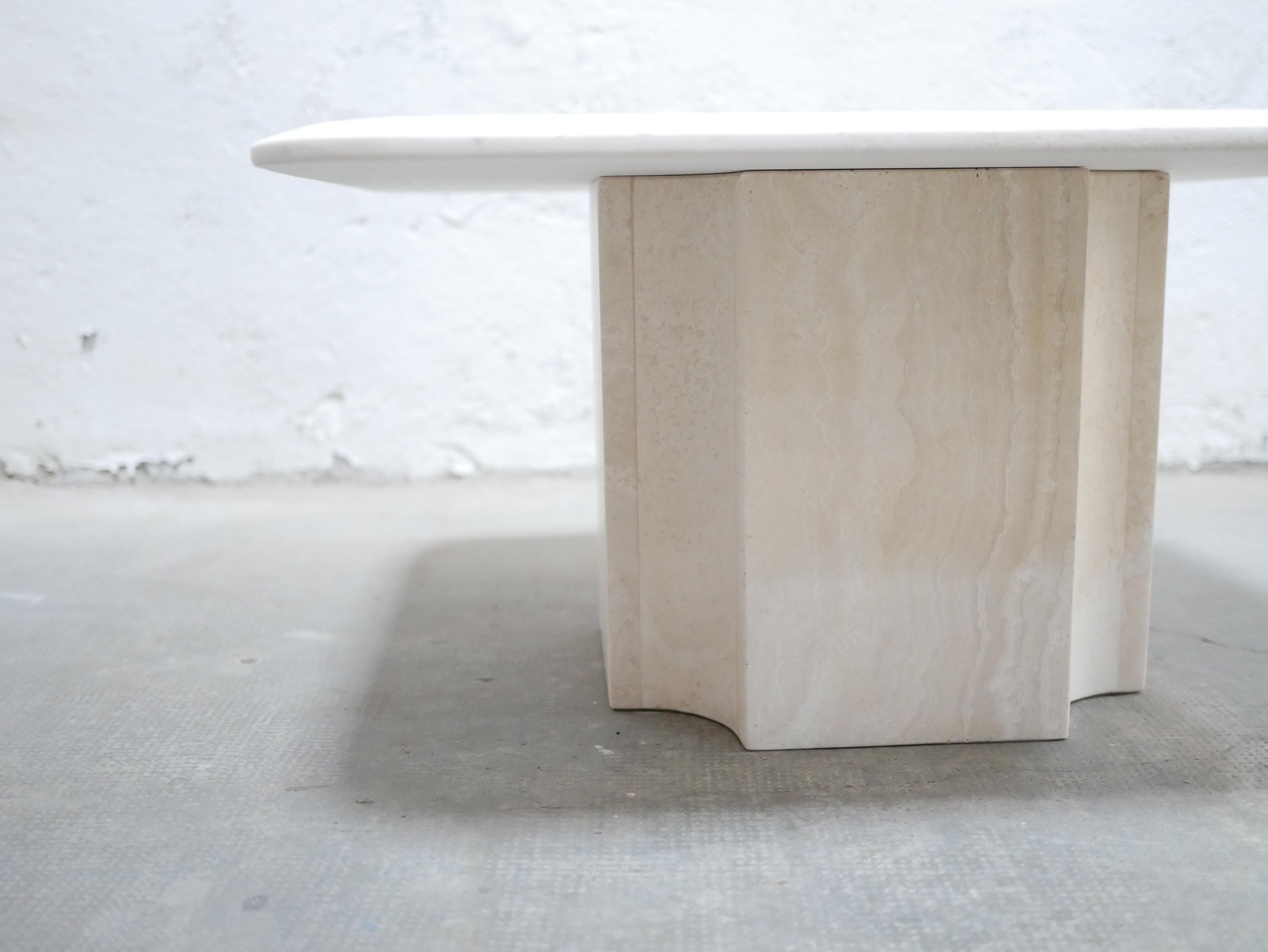 Vintage travertine coffee table In Good Condition In AIGNAN, FR