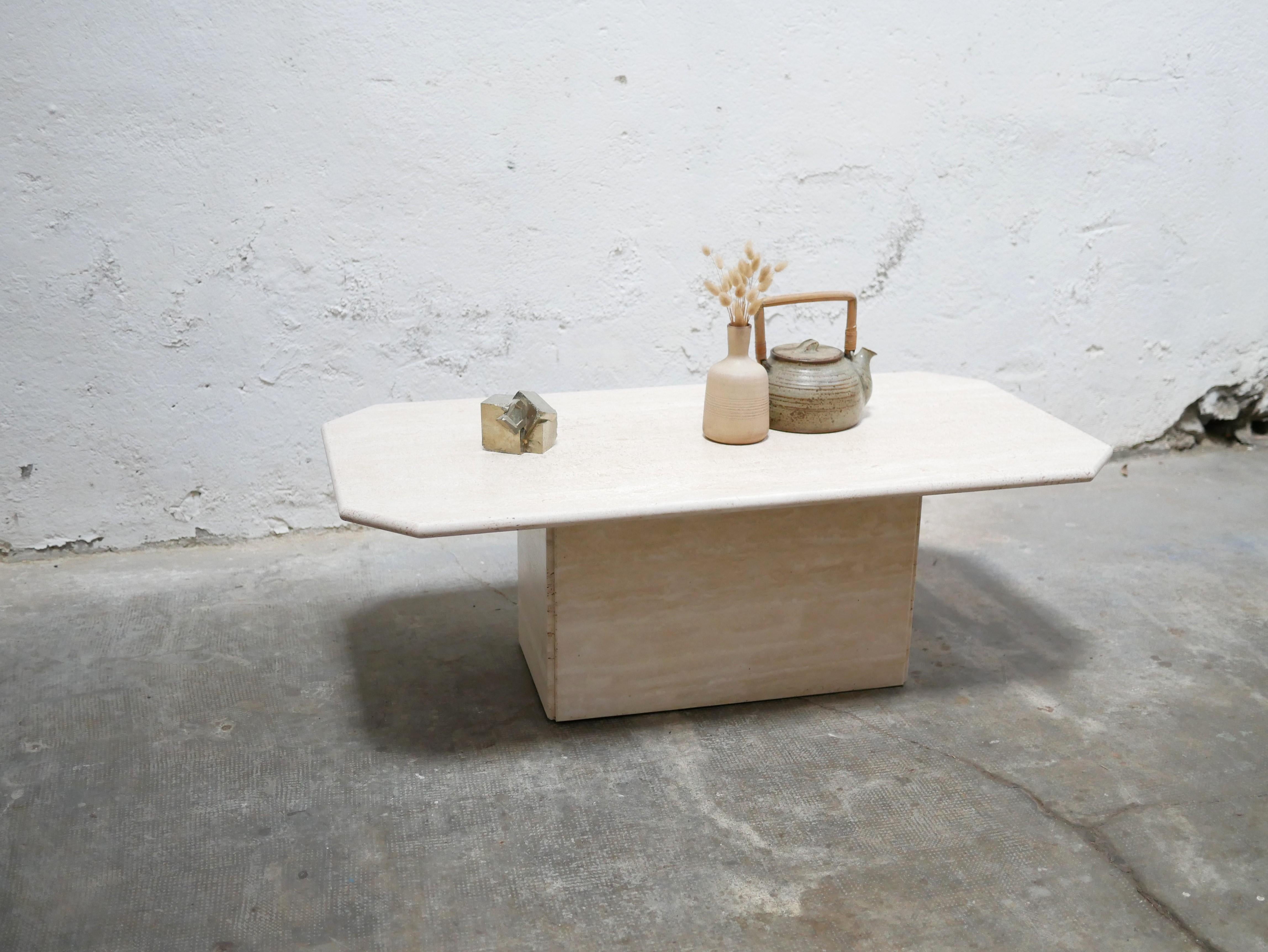 Table basse vintage en travertin Bon état - En vente à AIGNAN, FR