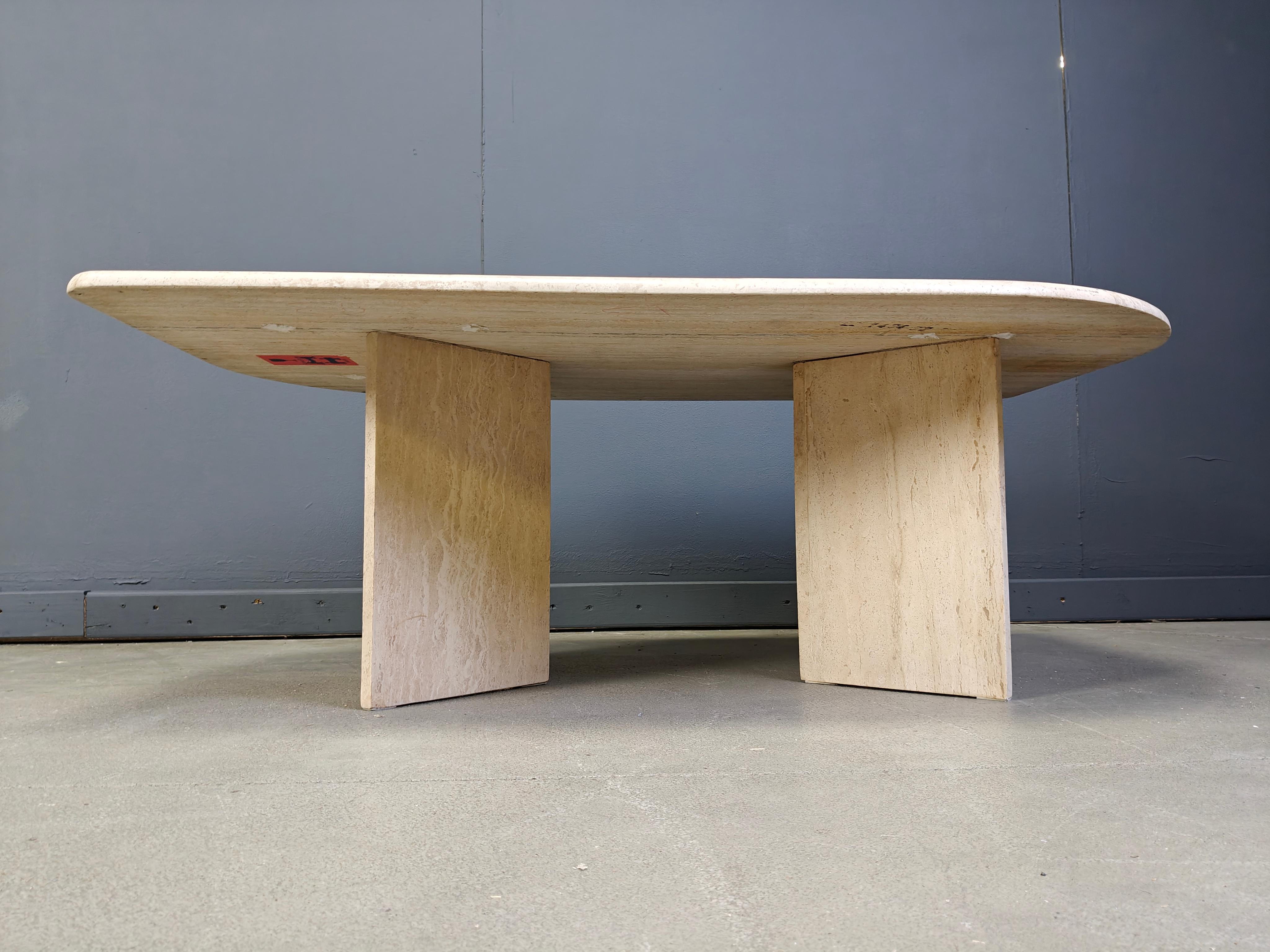 Vintage travertine coffee table For Sale 1