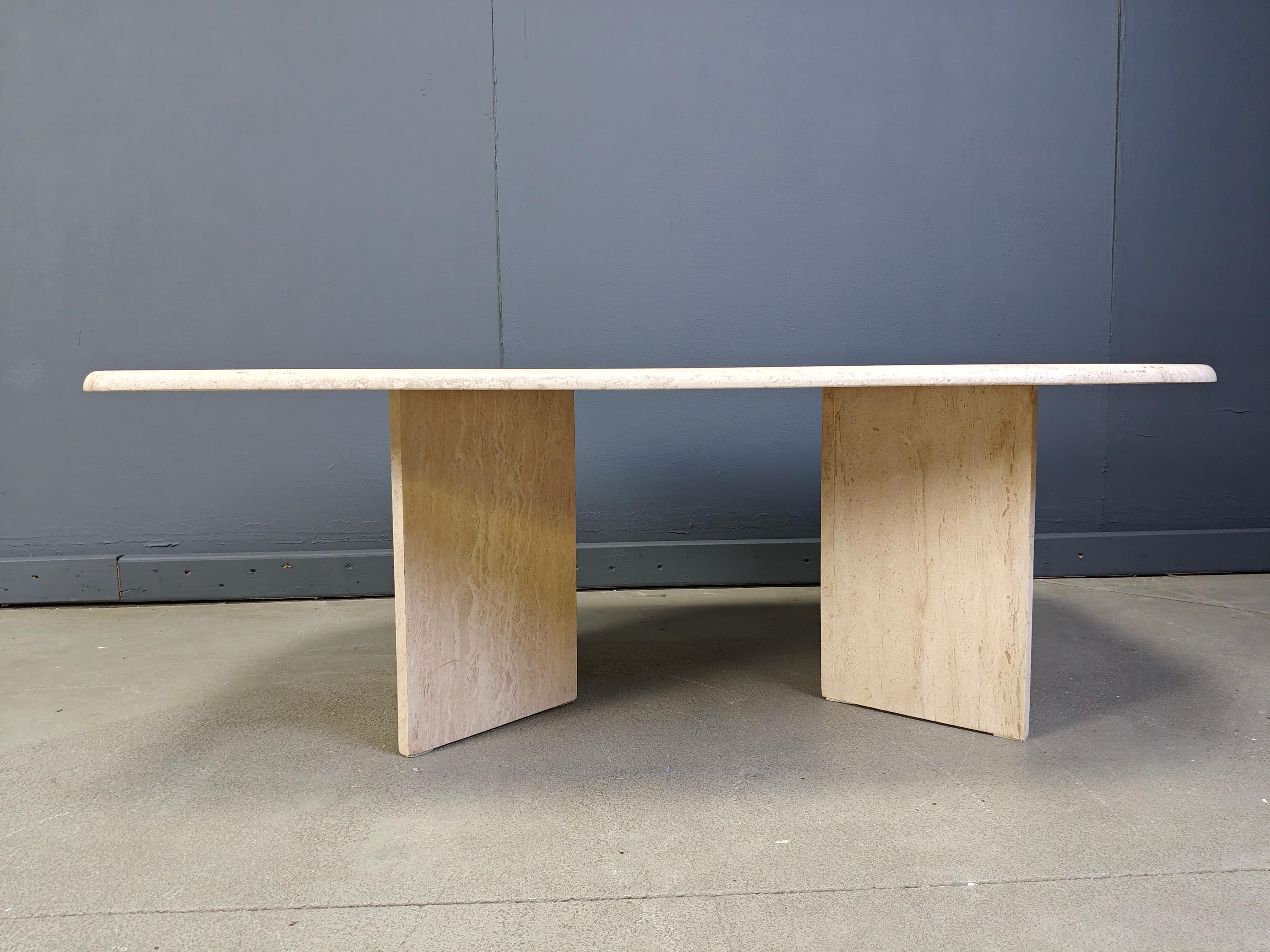 Vintage travertine coffee table For Sale 2