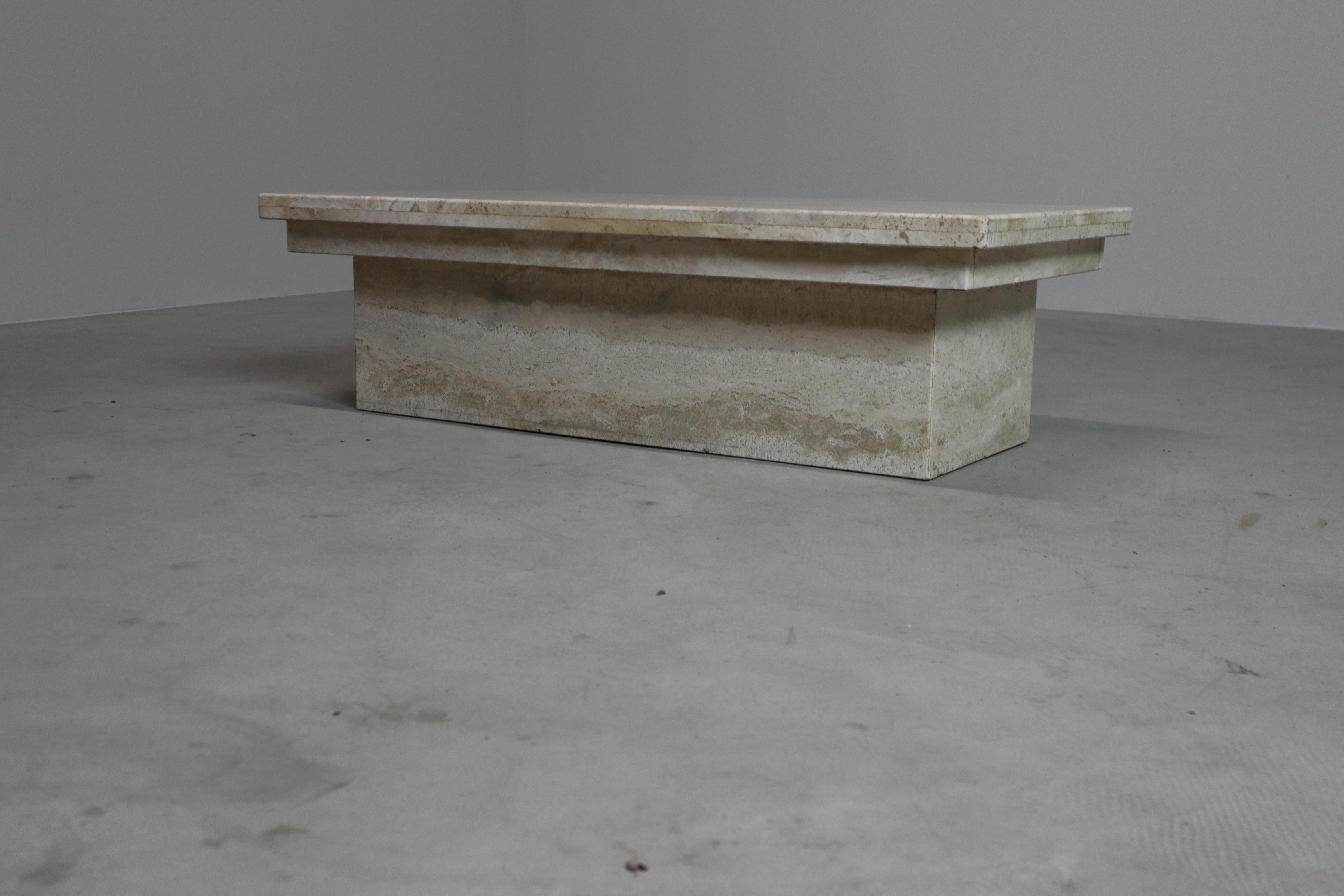 Vintage Travertine coffee table, Italy, 1970s For Sale 4