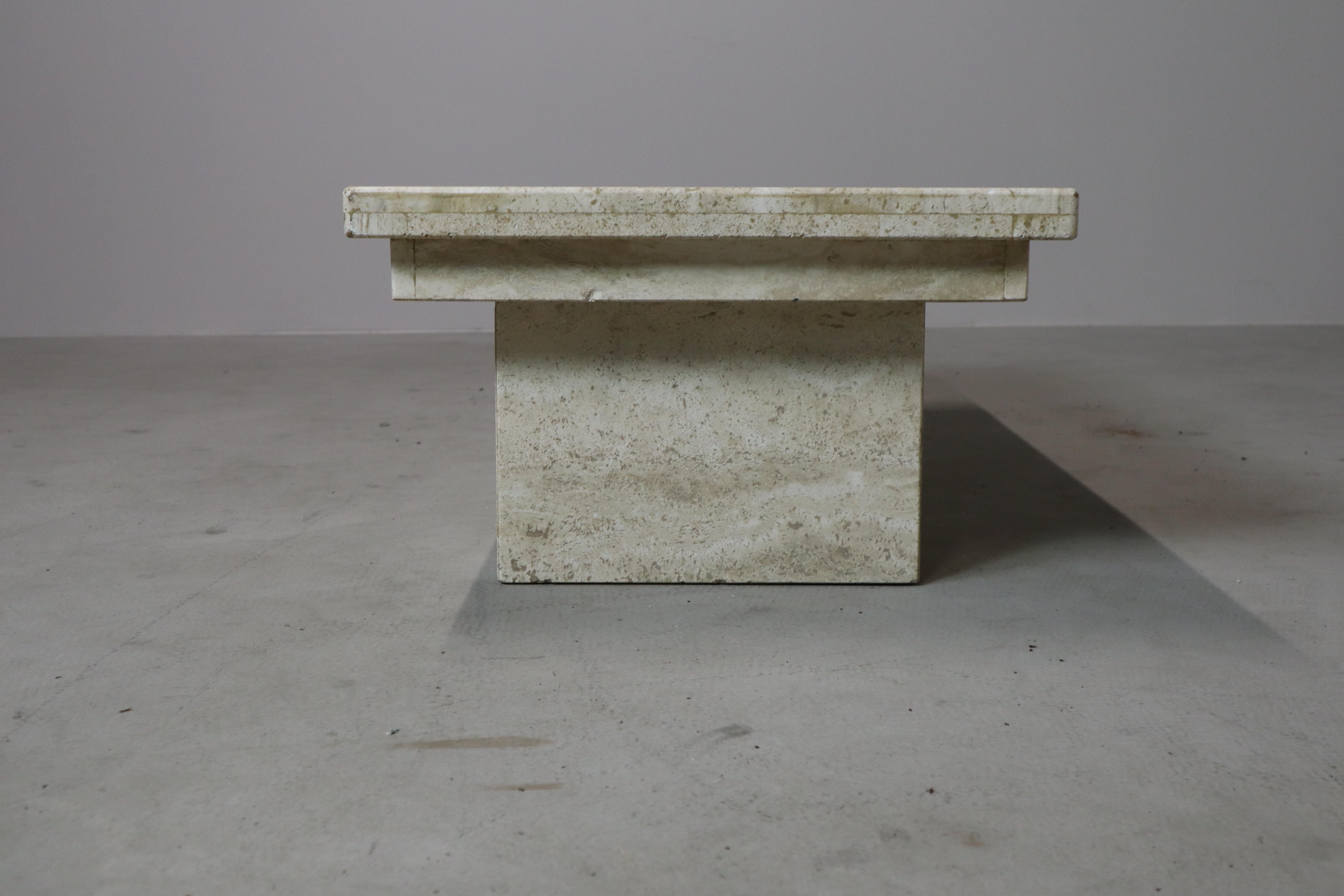 Vintage Travertine coffee table, Italy, 1970s For Sale 9