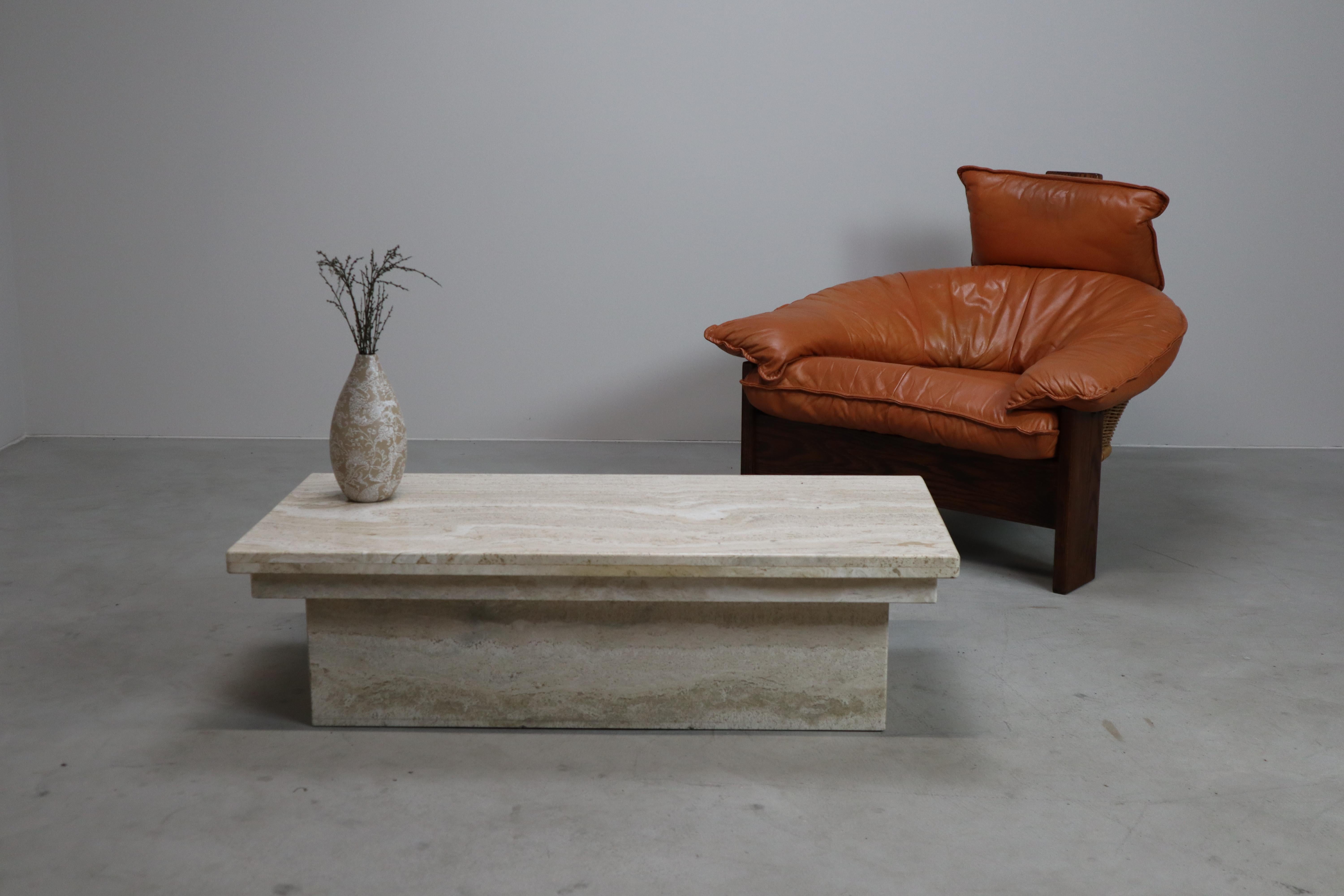 Vintage Travertine coffee table, Italy, 1970s For Sale 12