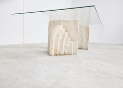 Vintage Travertine Coffee Table, Italy, 1970s