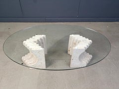 Vintage travertine coffee table Italy , 1970s