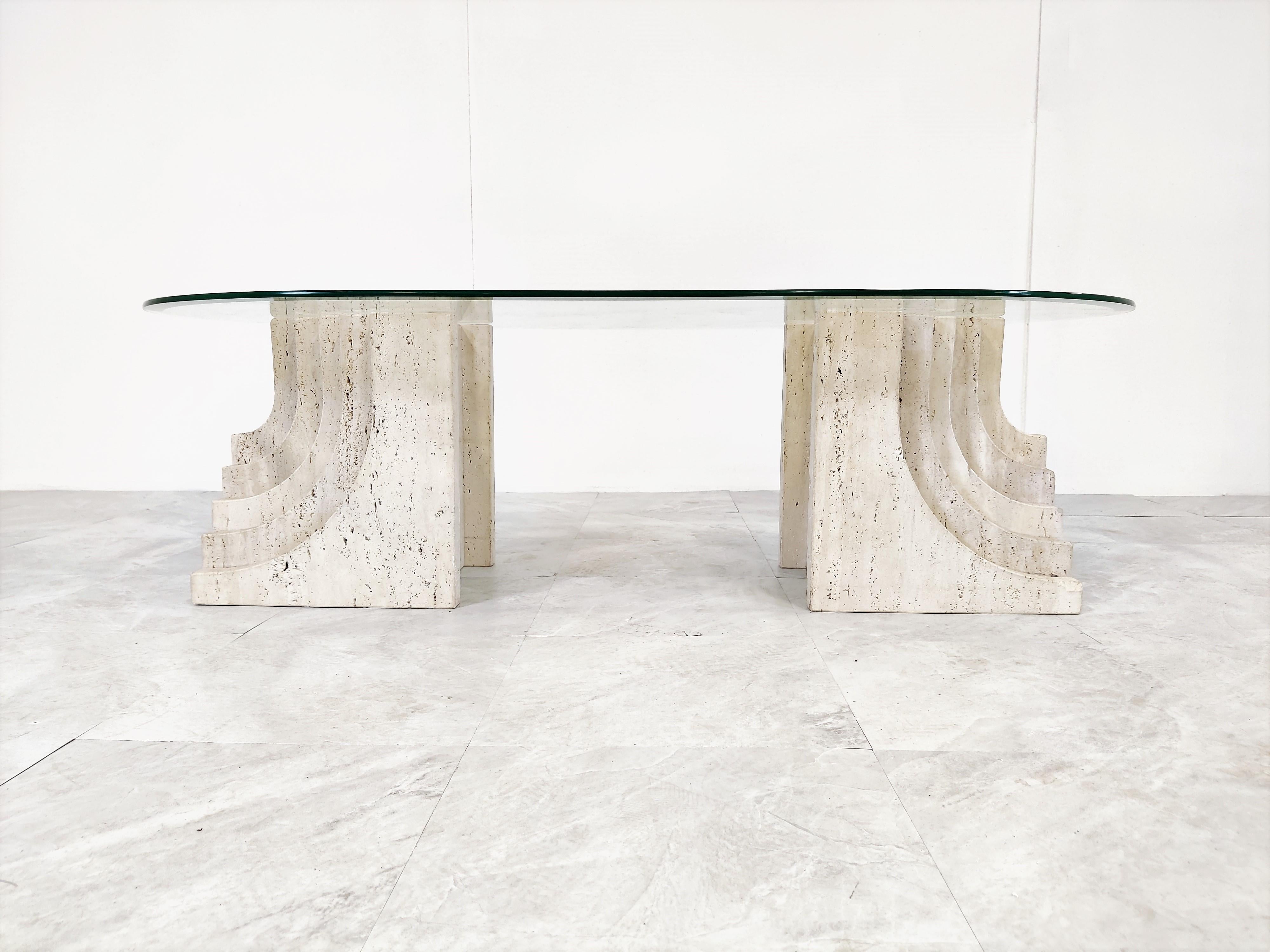 Italian Vintage Travertine Coffee Table Italy, 1970s