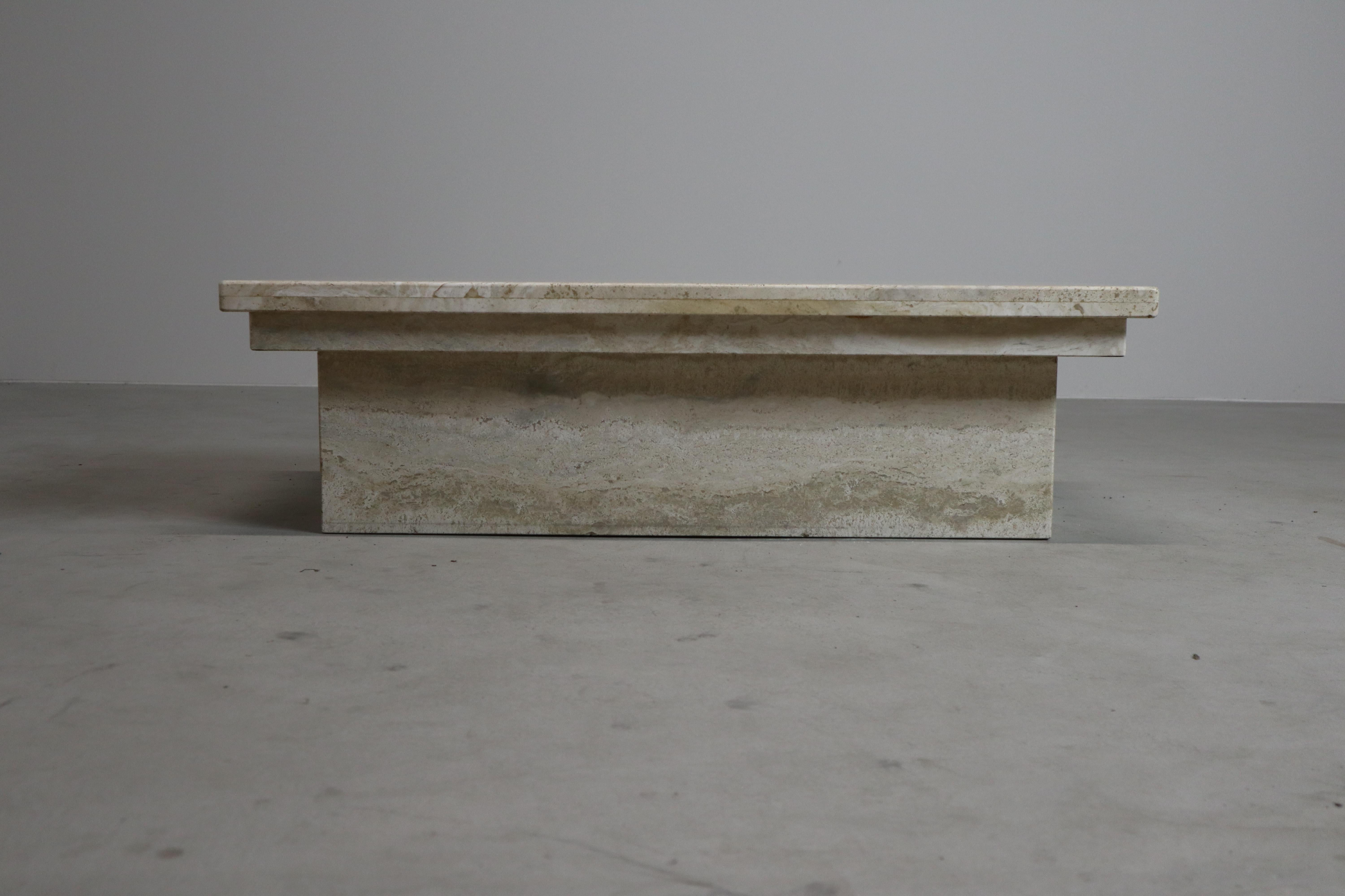 Post-Modern Vintage Travertine coffee table, Italy, 1970s For Sale