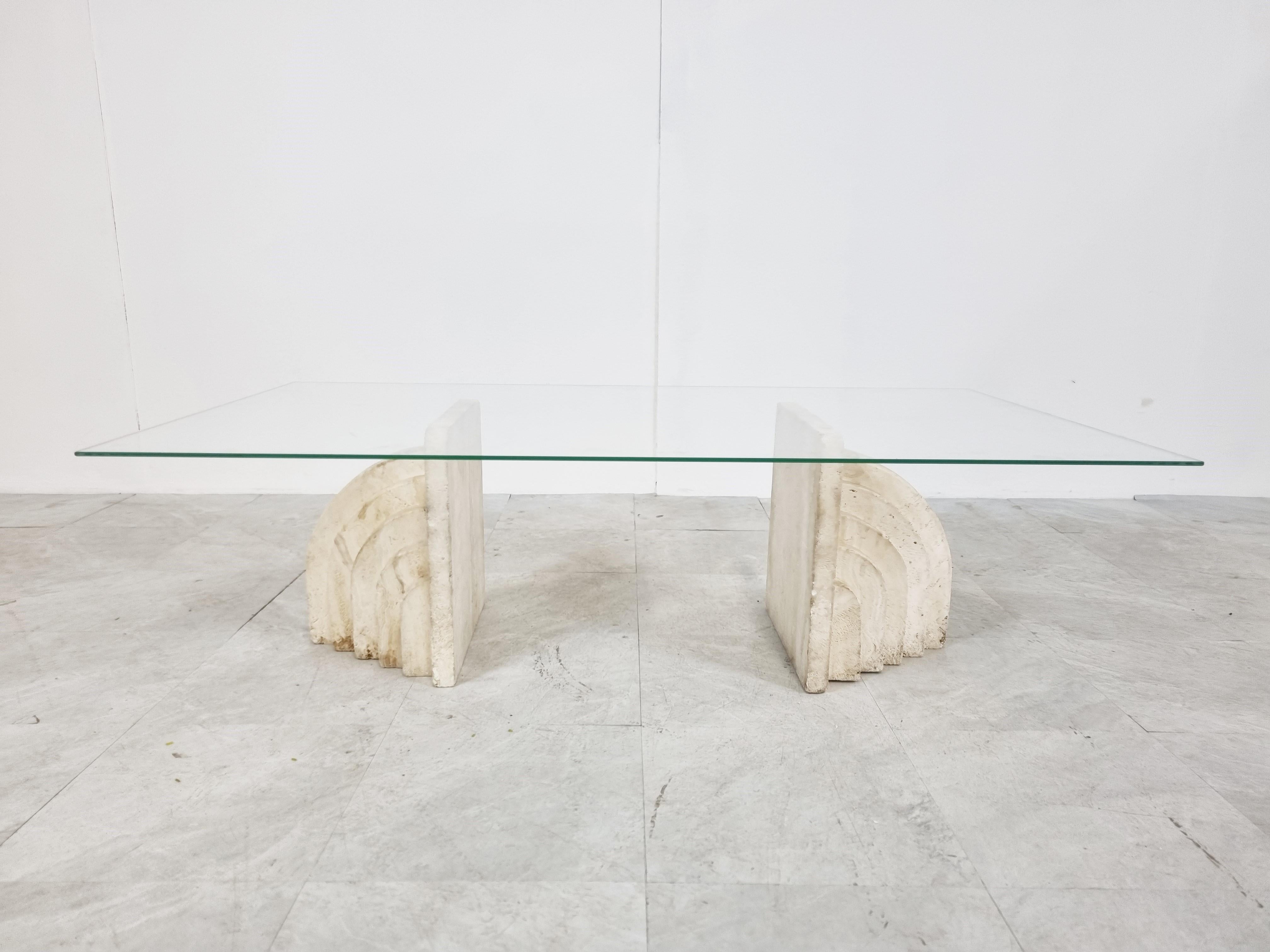 Italian Vintage Travertine Coffee Table, Italy, 1970s