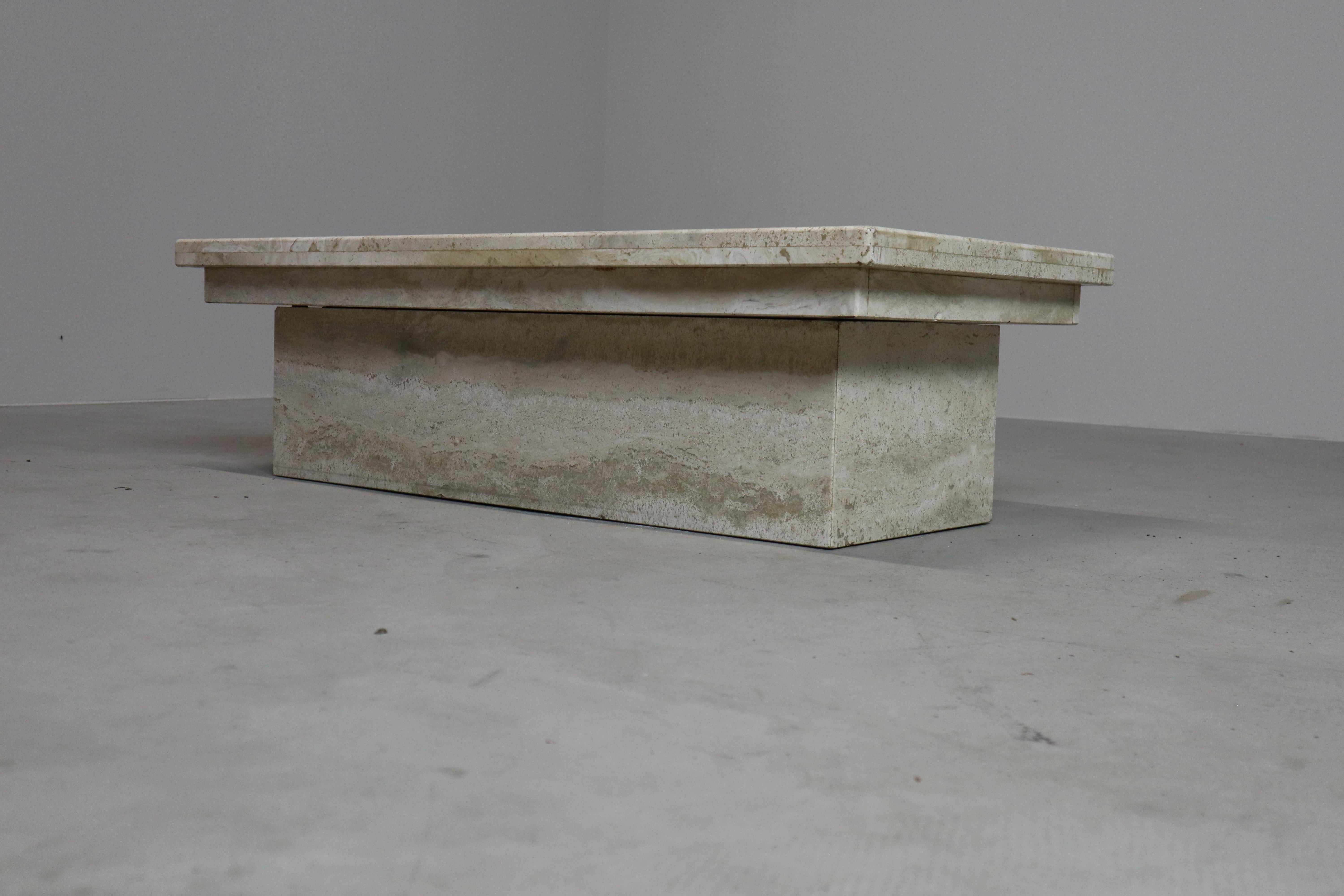 Italian Vintage Travertine coffee table, Italy, 1970s For Sale