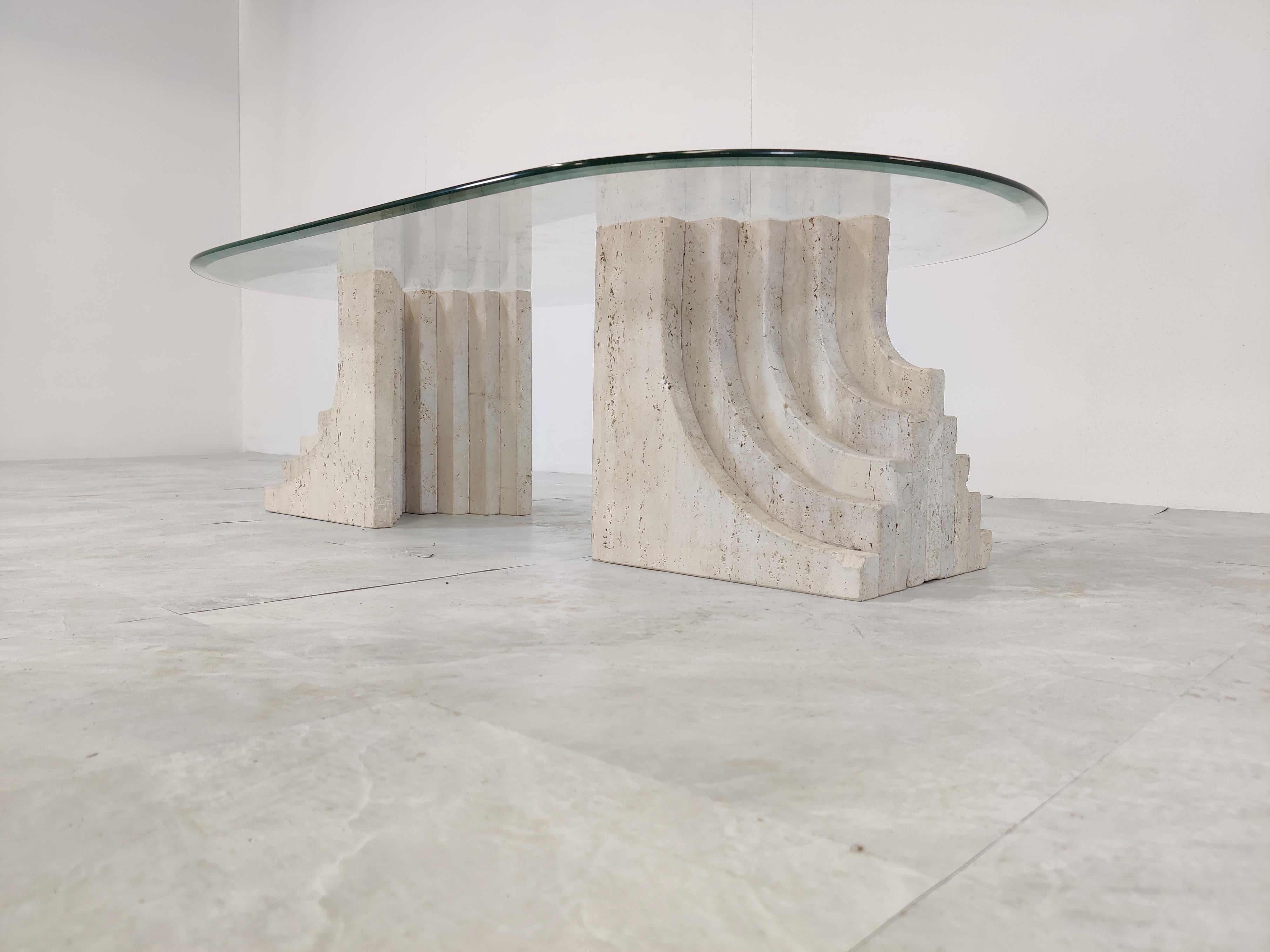 Late 20th Century Vintage Travertine Coffee Table Italy, 1970s