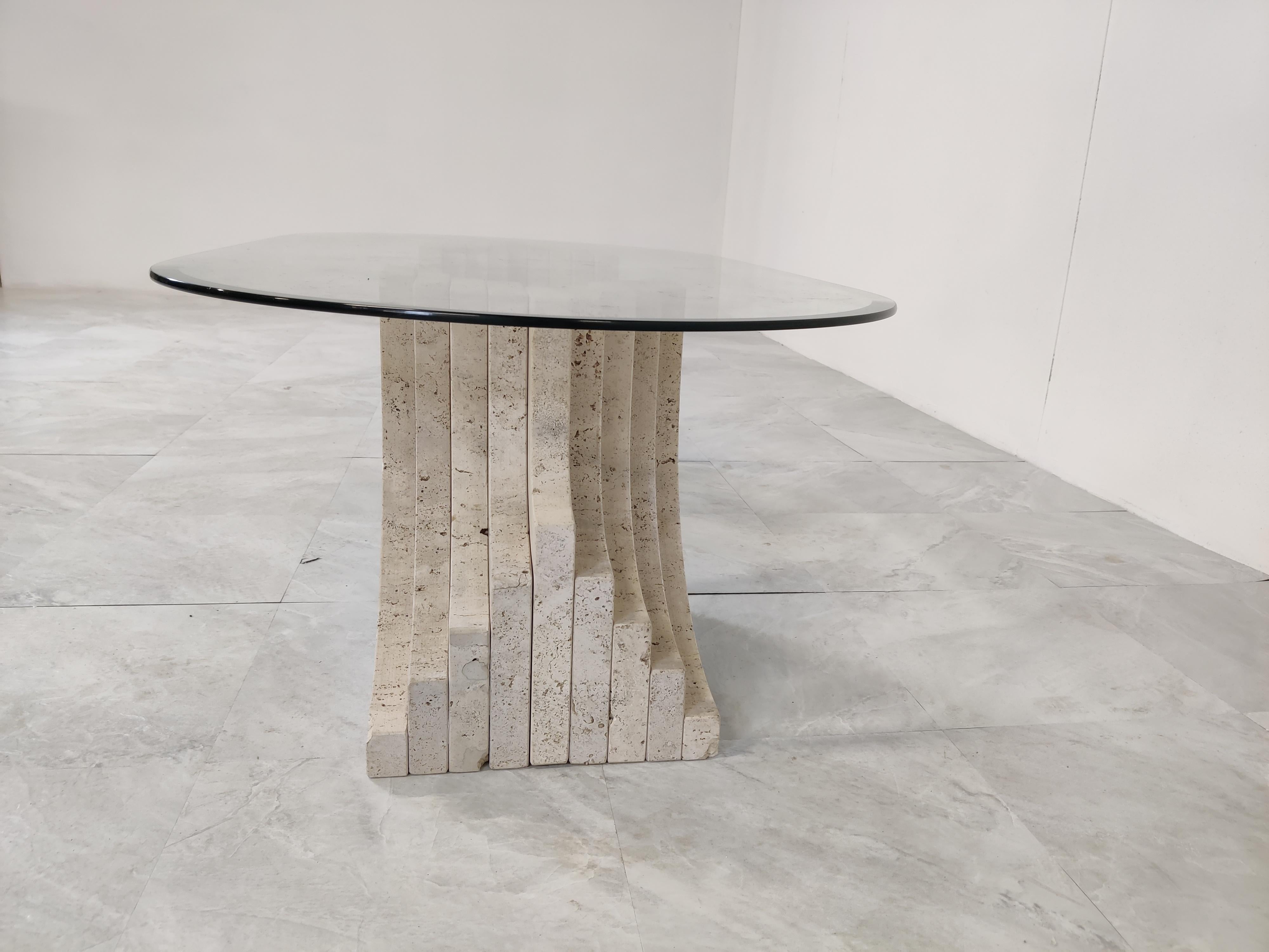 Vintage Travertine Coffee Table Italy, 1970s 1