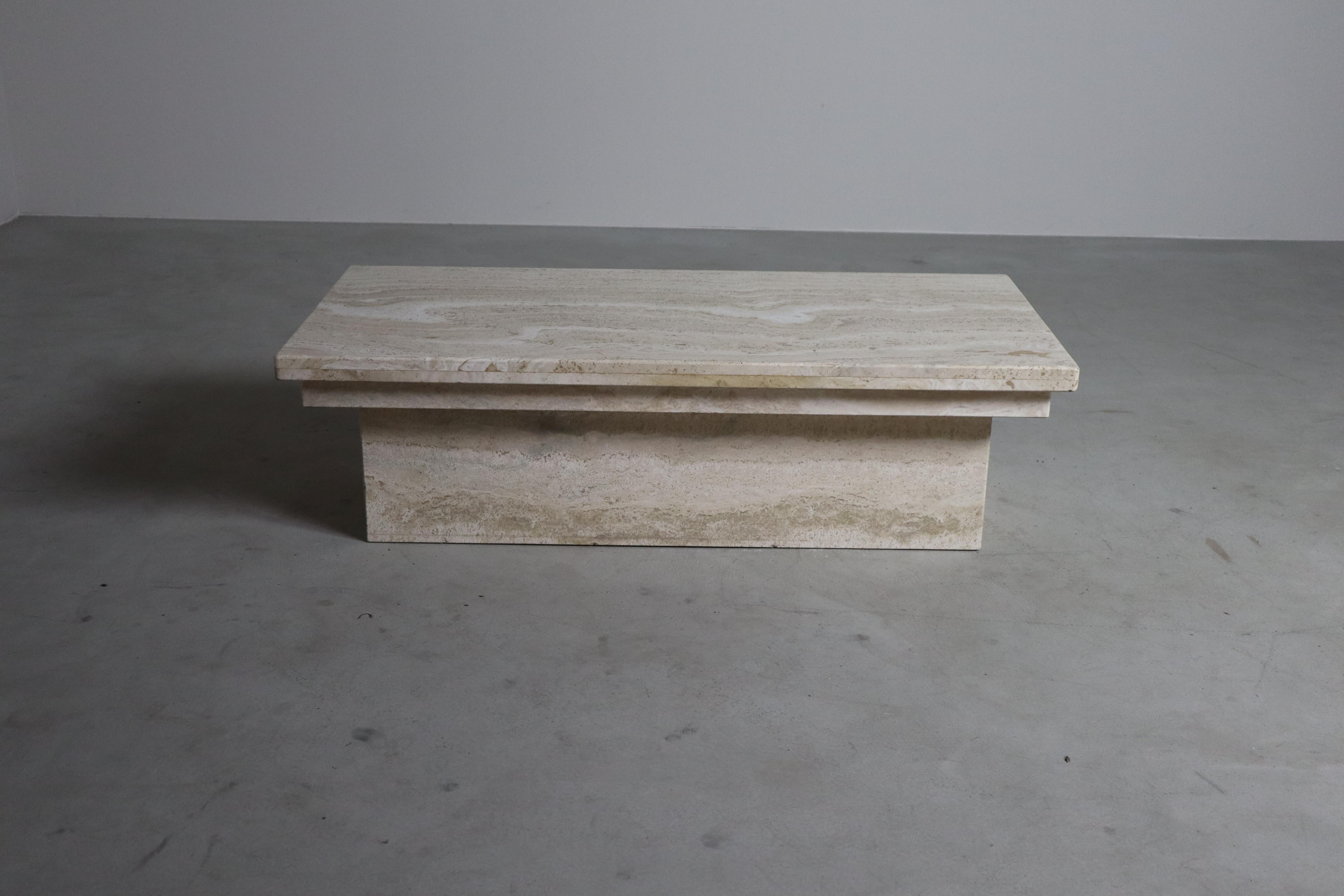 20th Century Vintage Travertine coffee table, Italy, 1970s For Sale