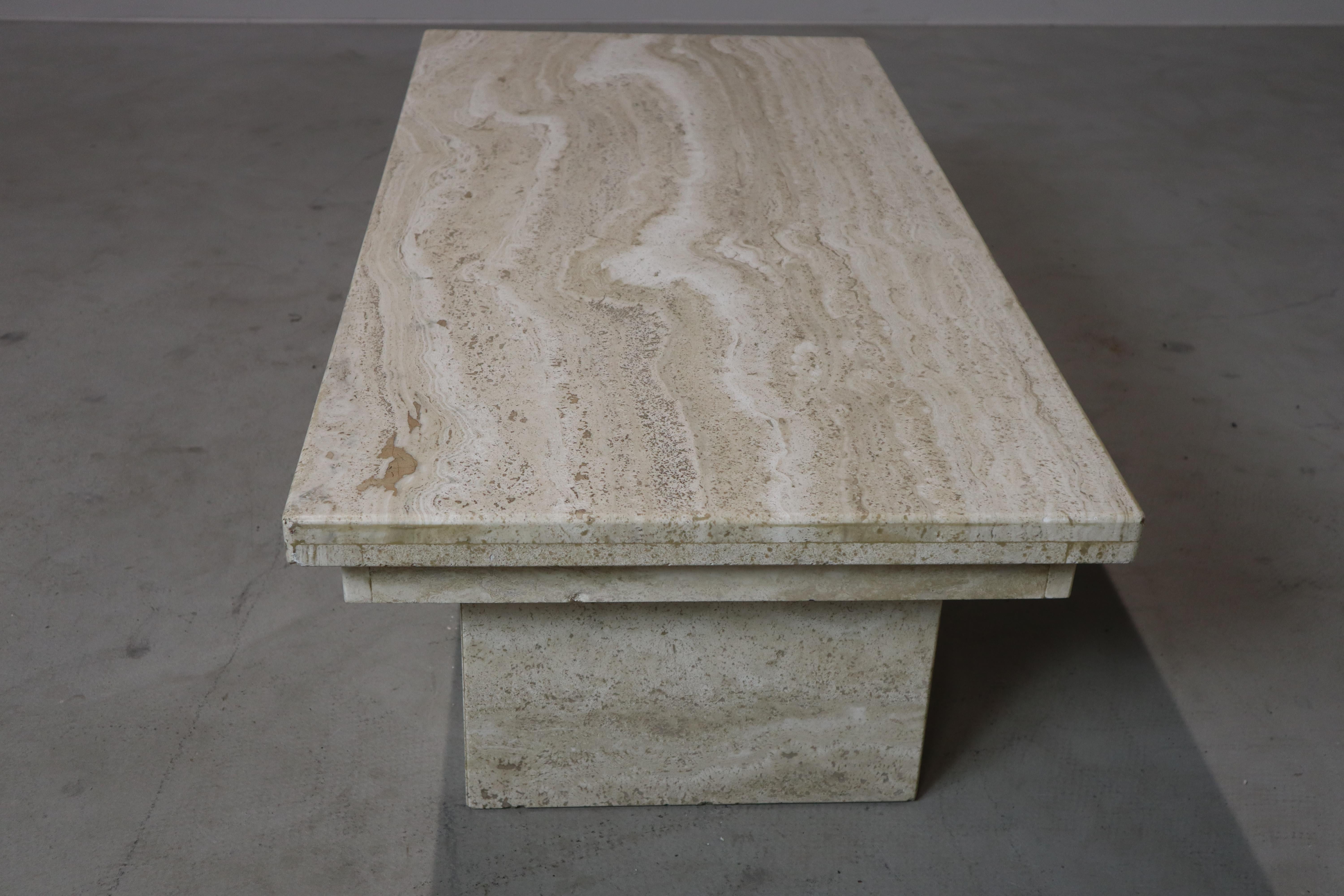 Vintage Travertine coffee table, Italy, 1970s For Sale 1