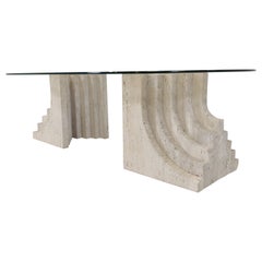 Vintage Travertine Coffee Table Italy, 1970s