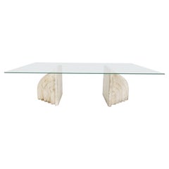 Vintage Travertine Coffee Table, Italy, 1970s