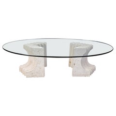 Vintage travertine coffee table Italy , 1970s
