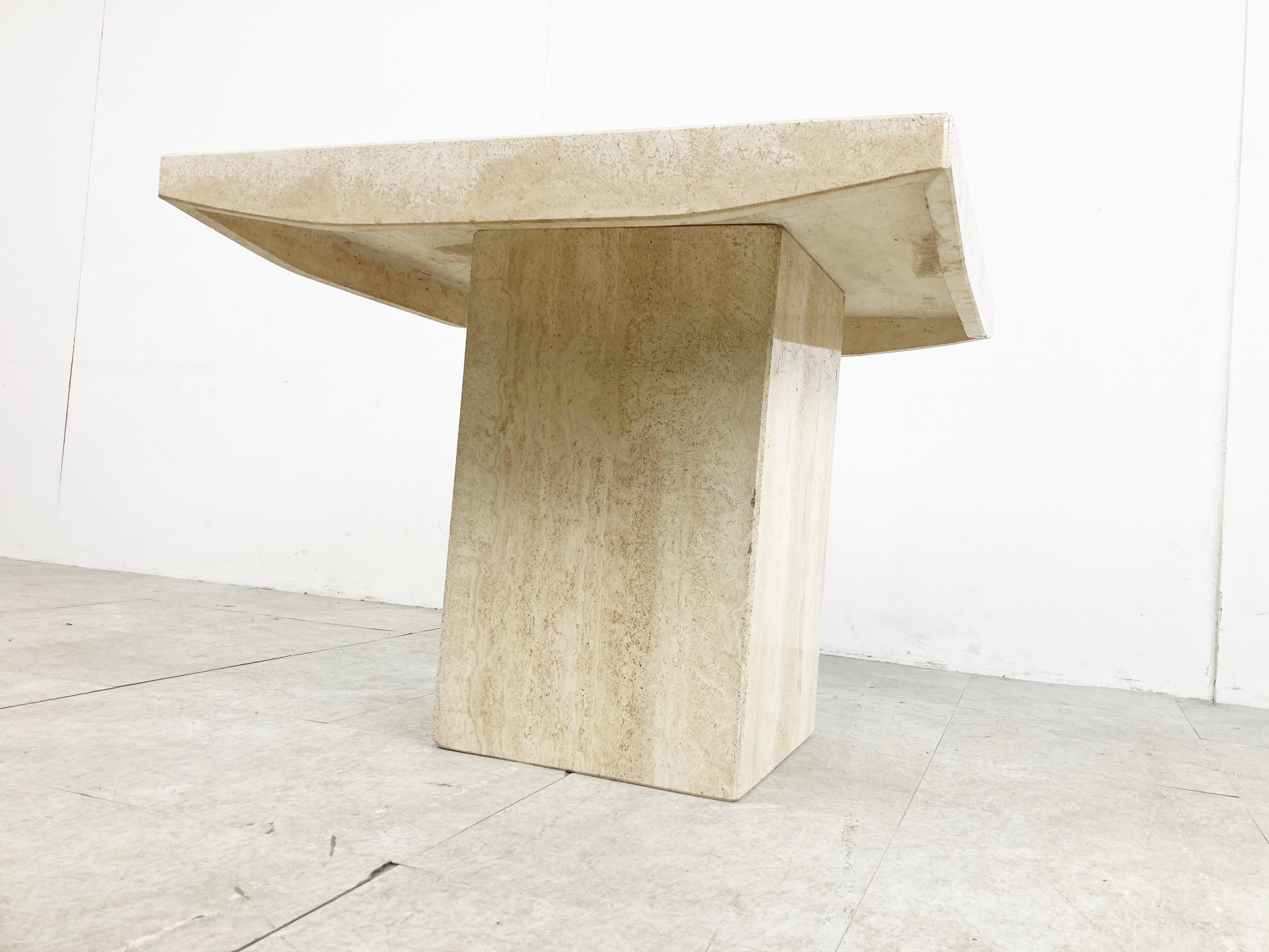 Vintage Travertine Coffee Table or Side Table, 1970s  In Good Condition For Sale In HEVERLEE, BE