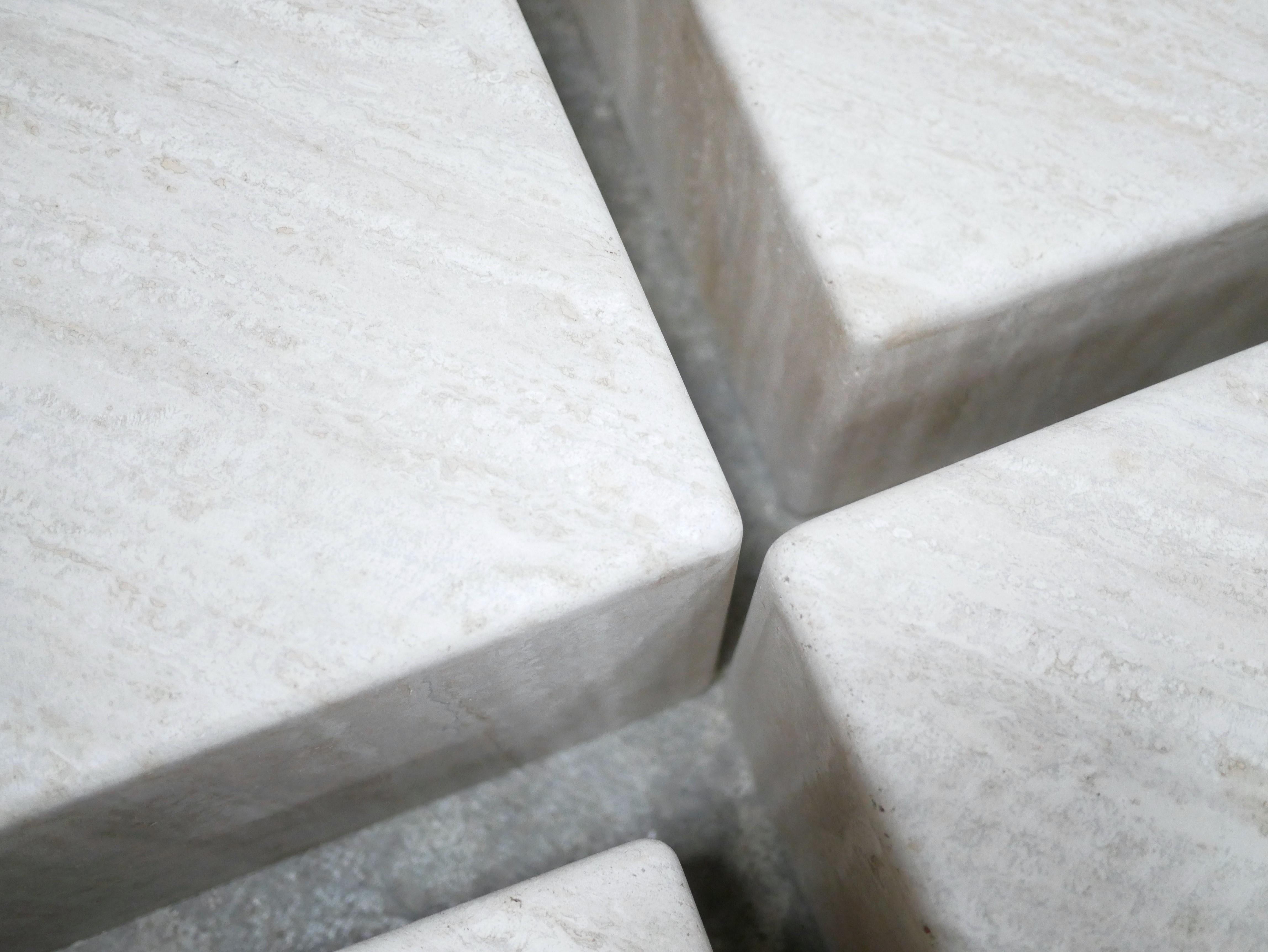 Vintage travertine coffee table produced by Roche Bobois 5