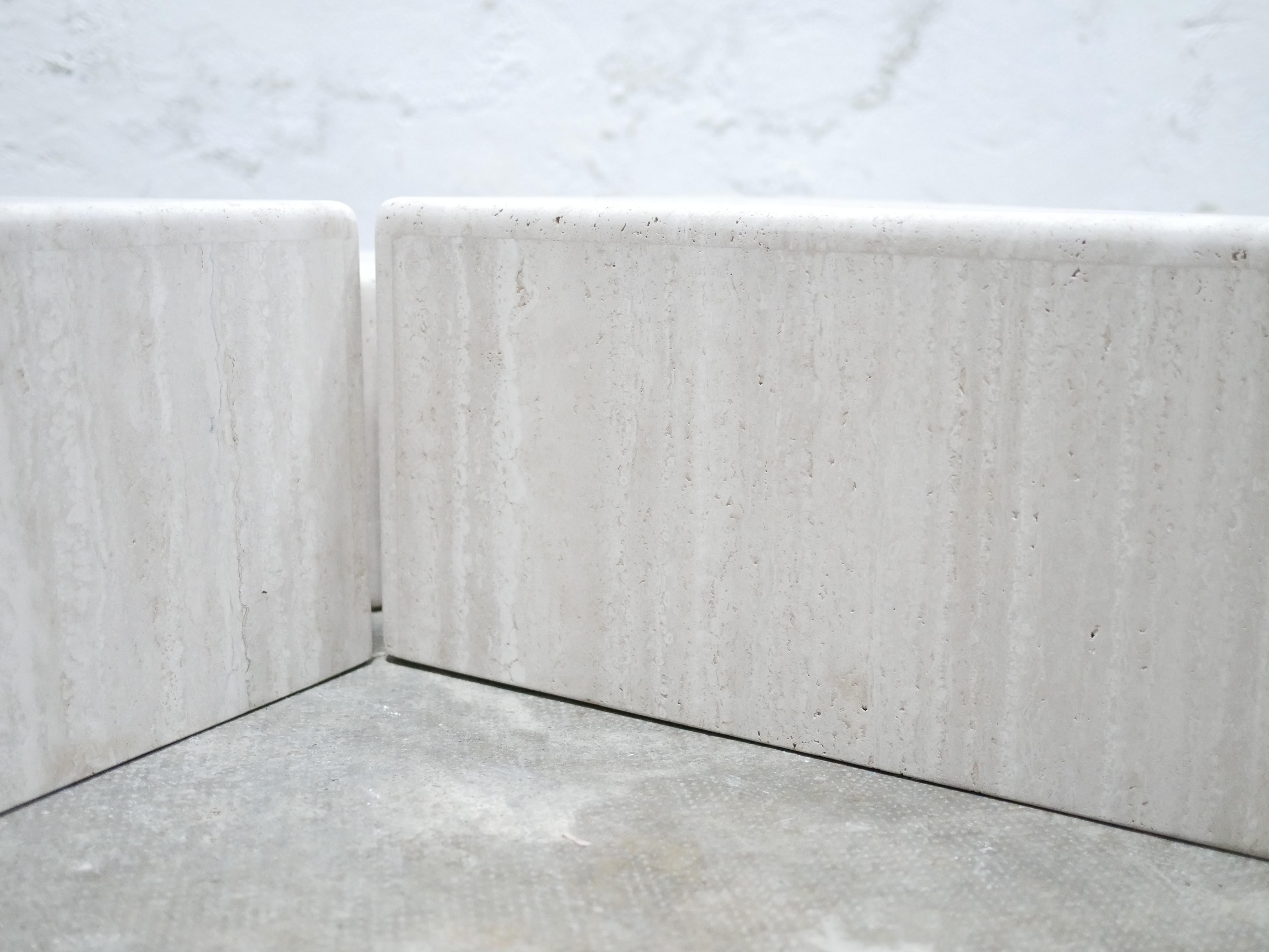Vintage travertine coffee table produced by Roche Bobois 6