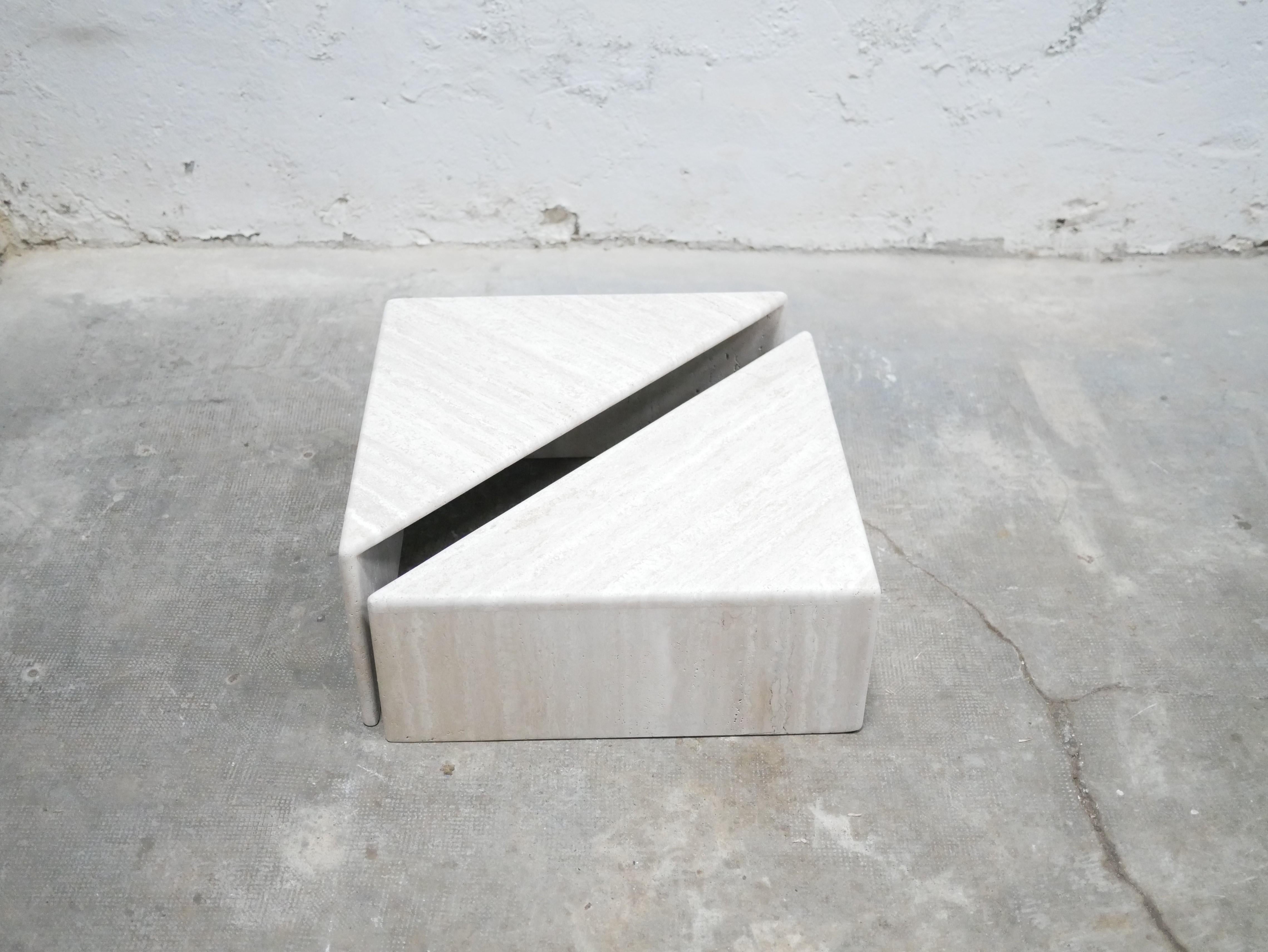 Vintage travertine coffee table produced by Roche Bobois 8