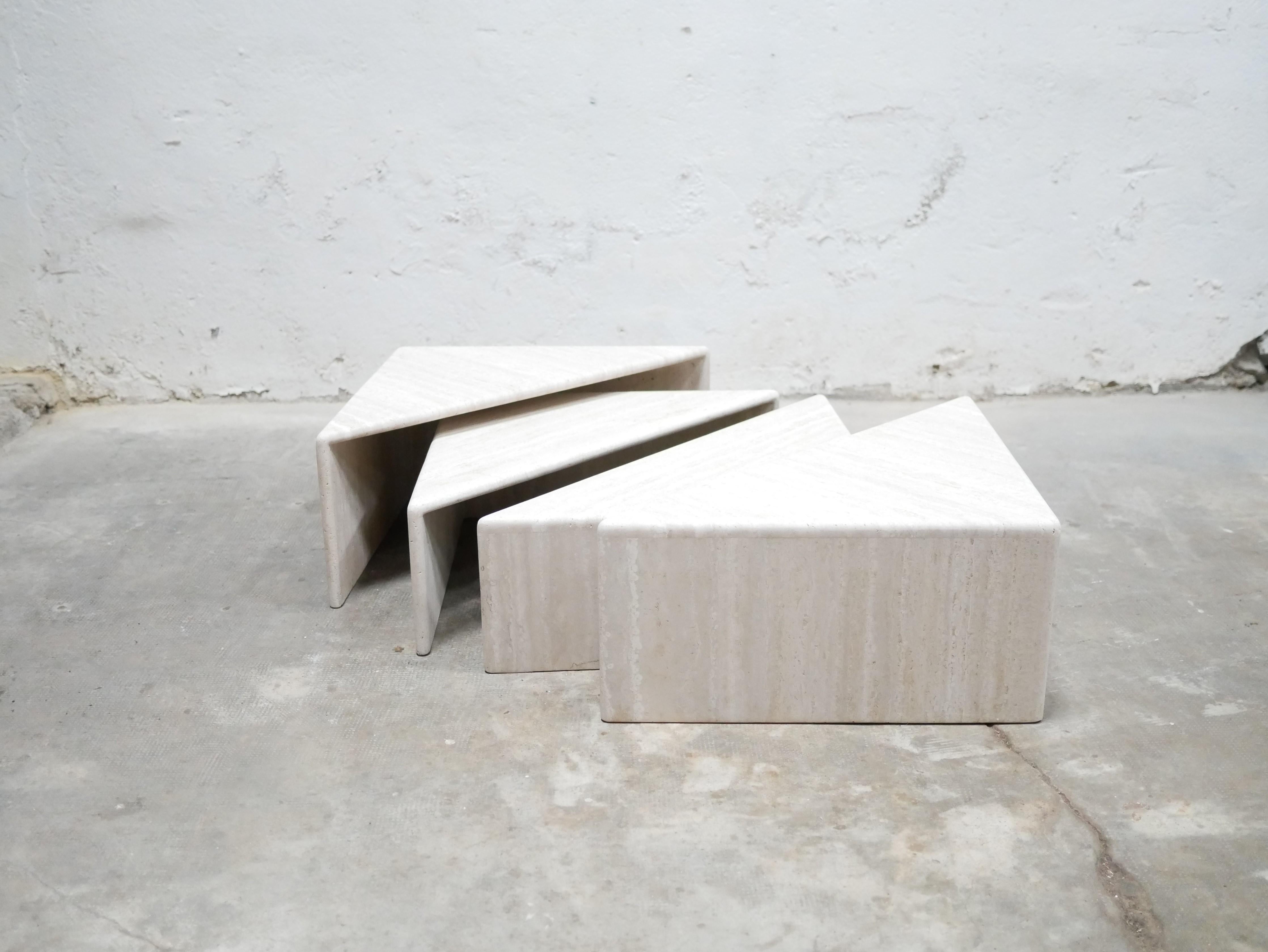 Vintage travertine coffee table produced by Roche Bobois 10
