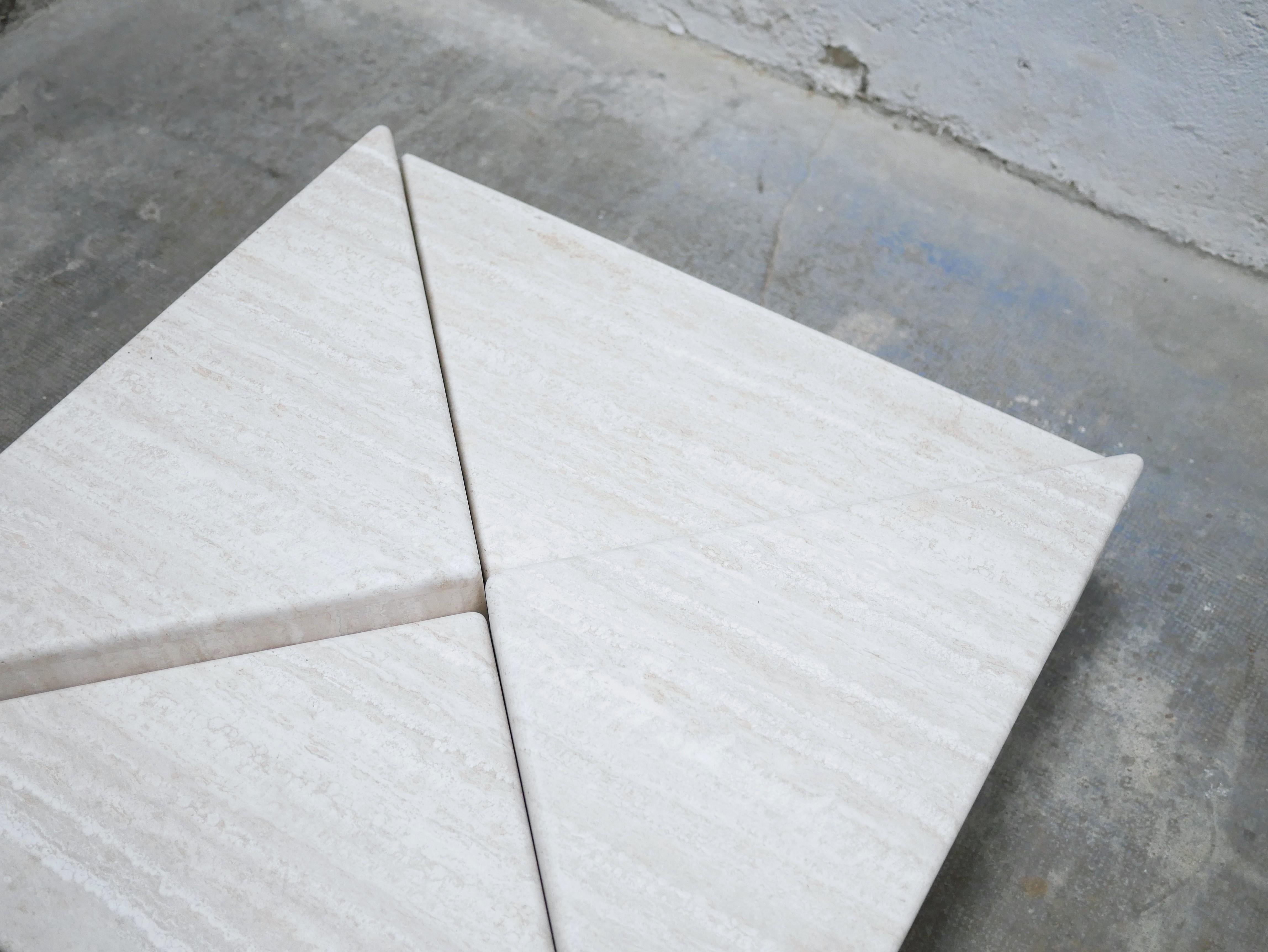 Vintage travertine coffee table produced by Roche Bobois 14