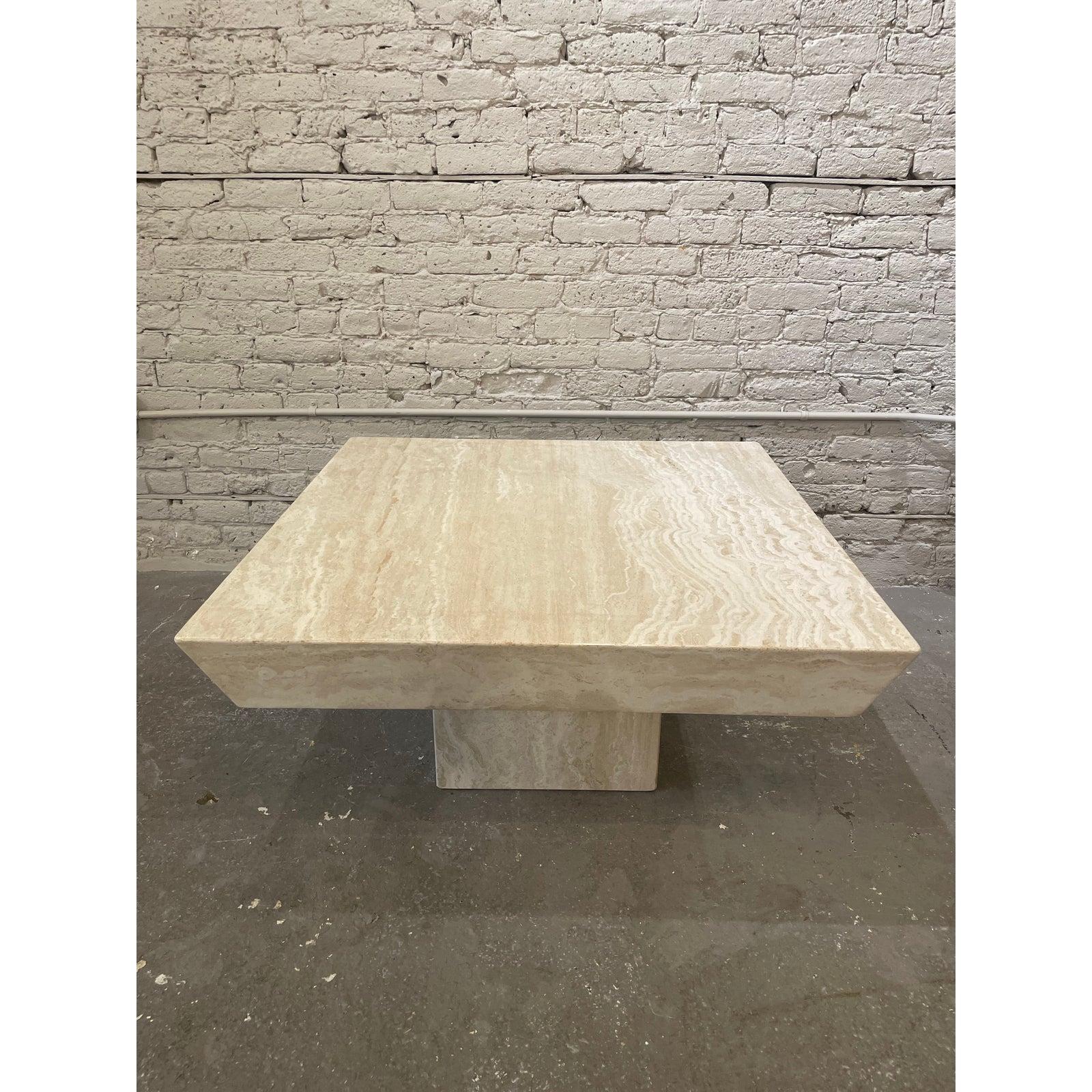 Couchtisch aus Travertin im Vintage-Stil mit abgewinkelter Kante, 1980er Jahre im Angebot 3
