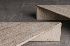 Vintage-Couchtische aus Travertin aus Frankreich, um 1970