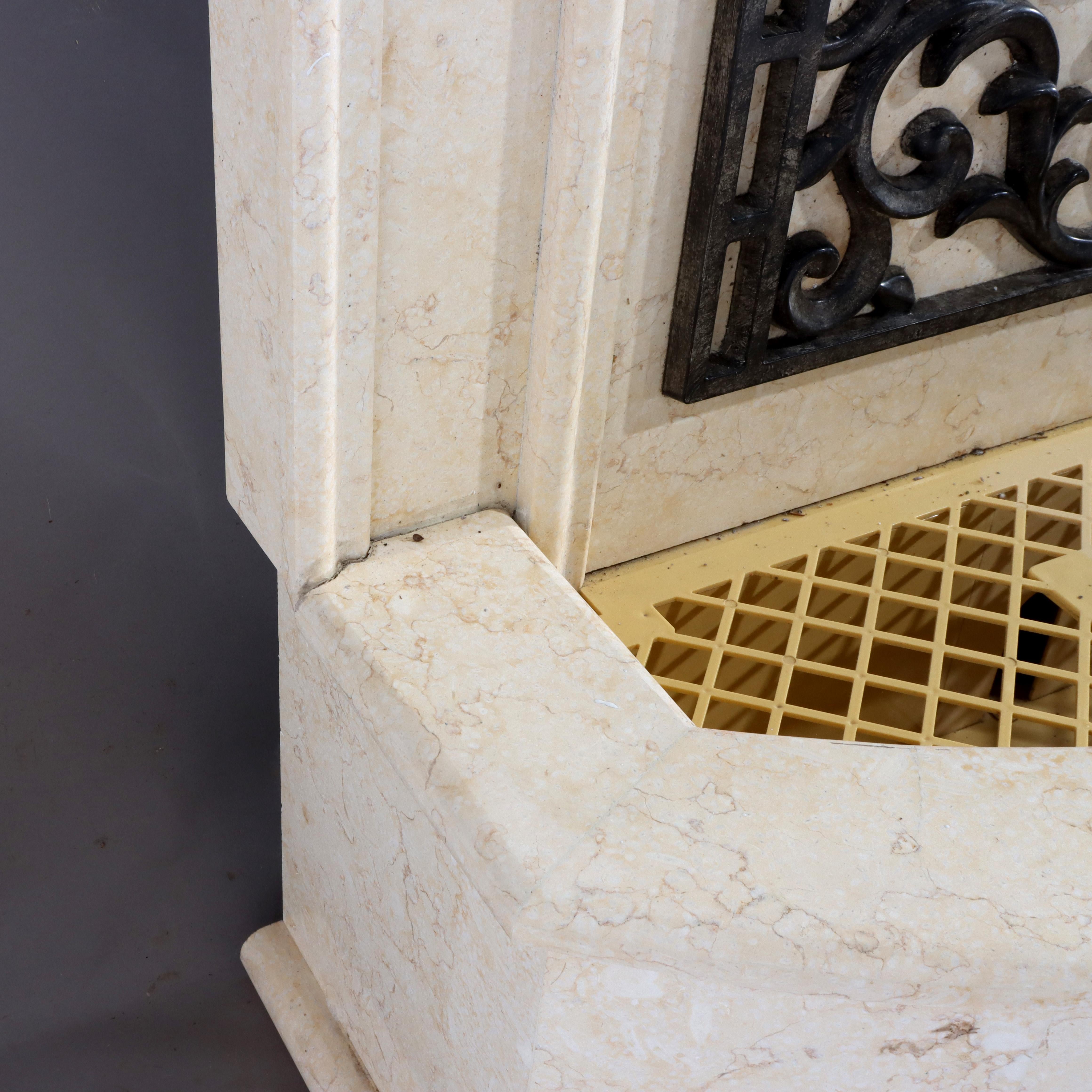Vintage Travertine Composite Classical Figural Lion Wall Fountain 20thC For Sale 5