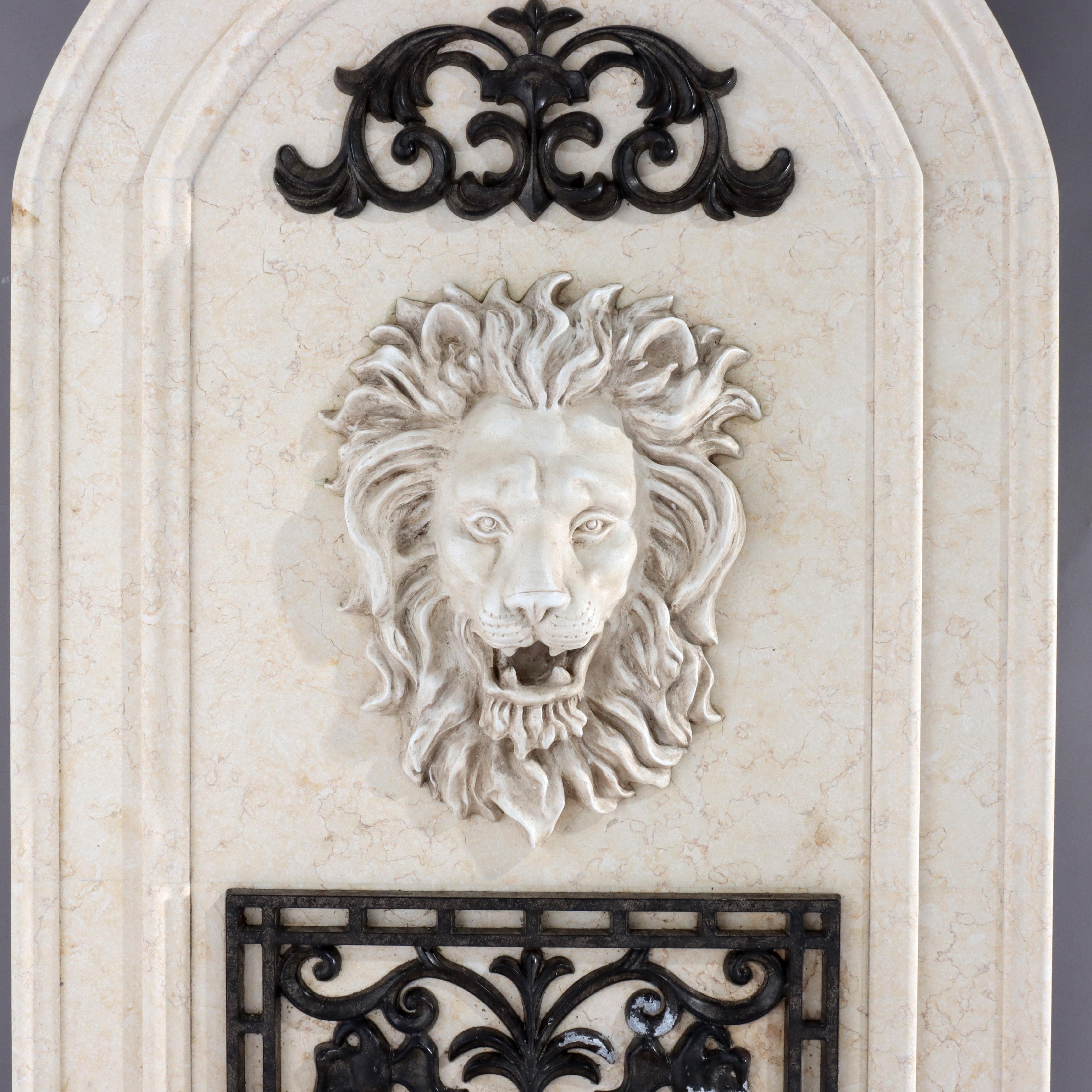 Vintage Travertine Composite Classical Figural Lion Wall Fountain 20thC
Measures - 69