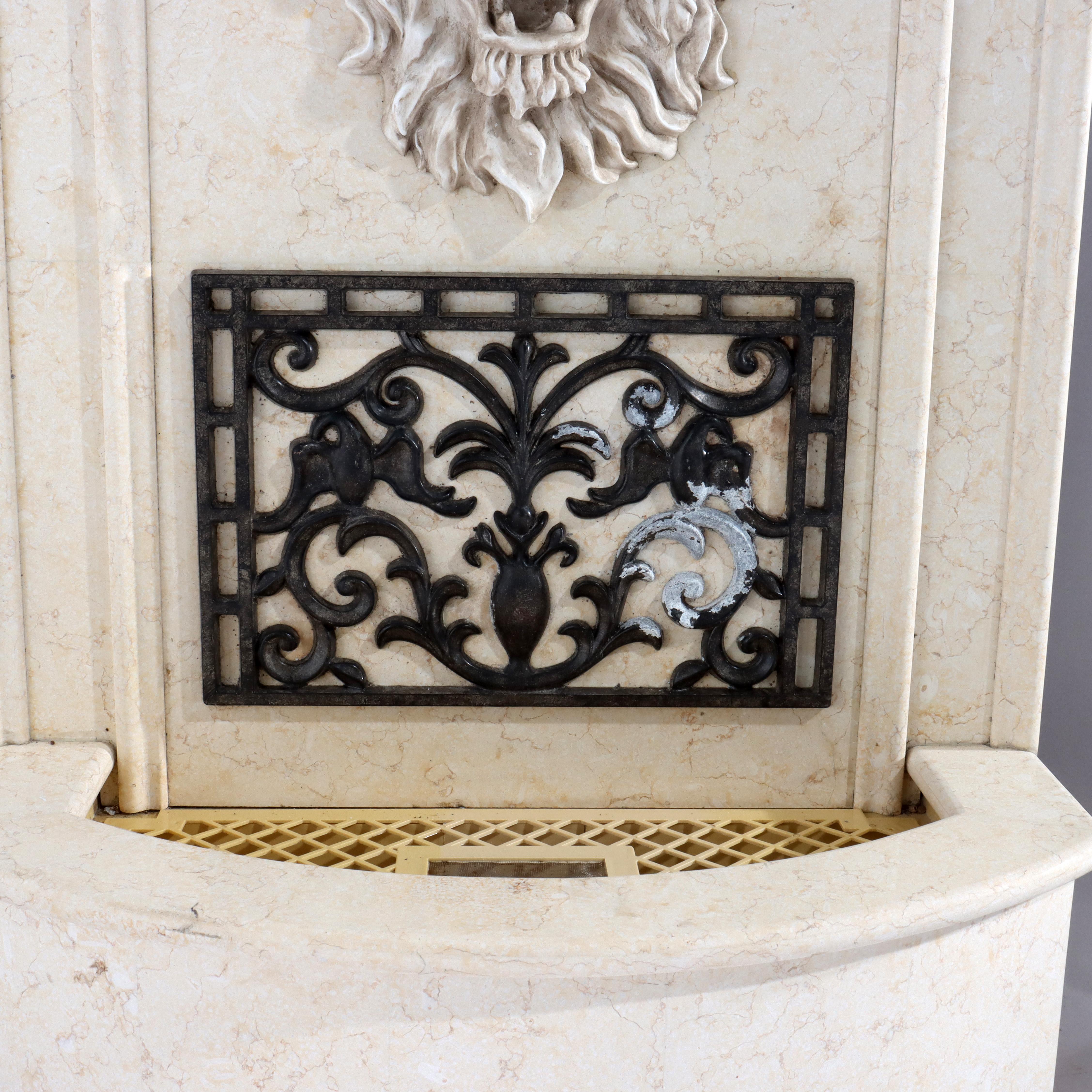 Vintage Travertine Composite Classical Figural Lion Wall Fountain 20thC For Sale 1