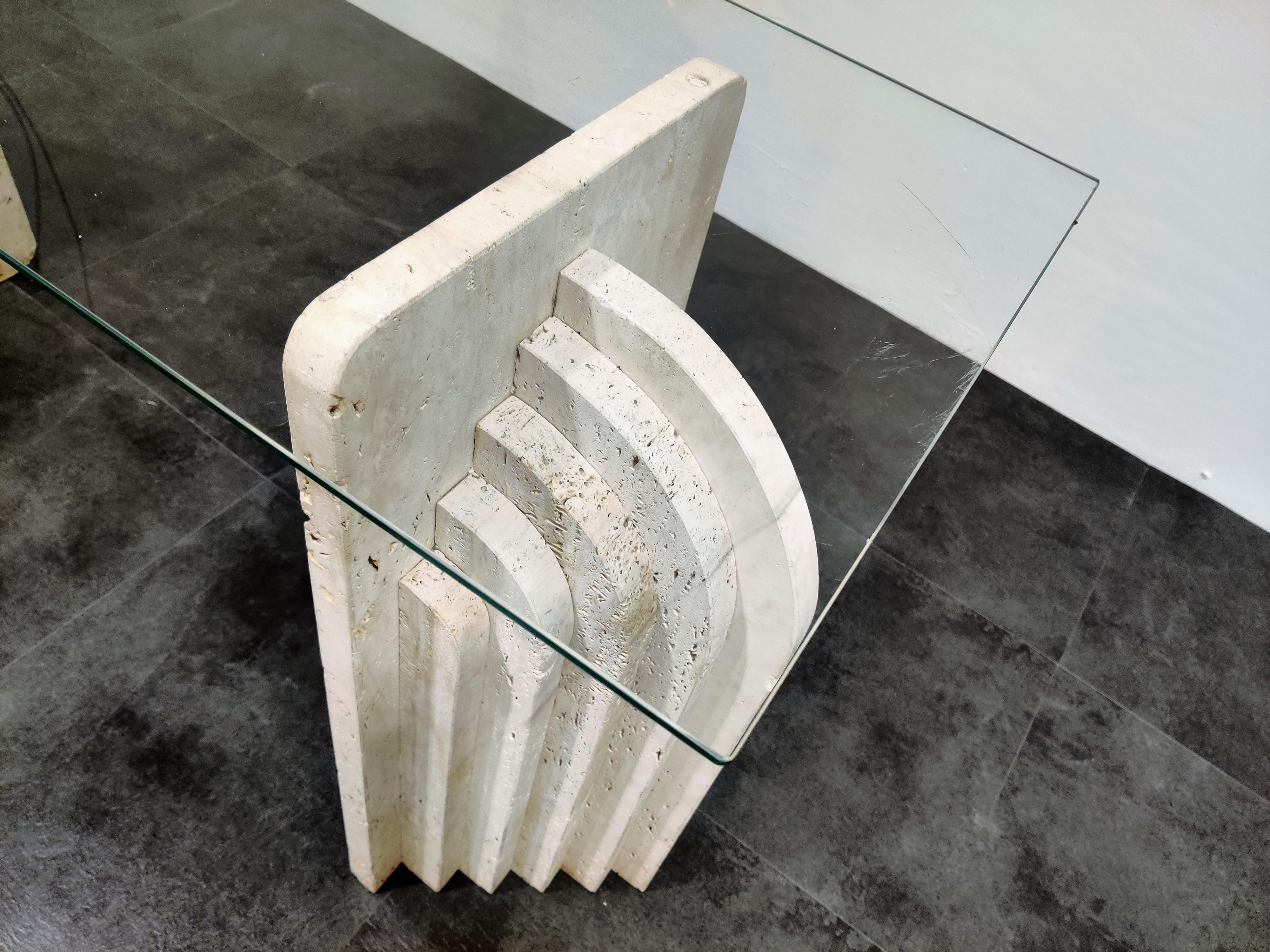 Vintage Travertine Console Table, 1970s 3