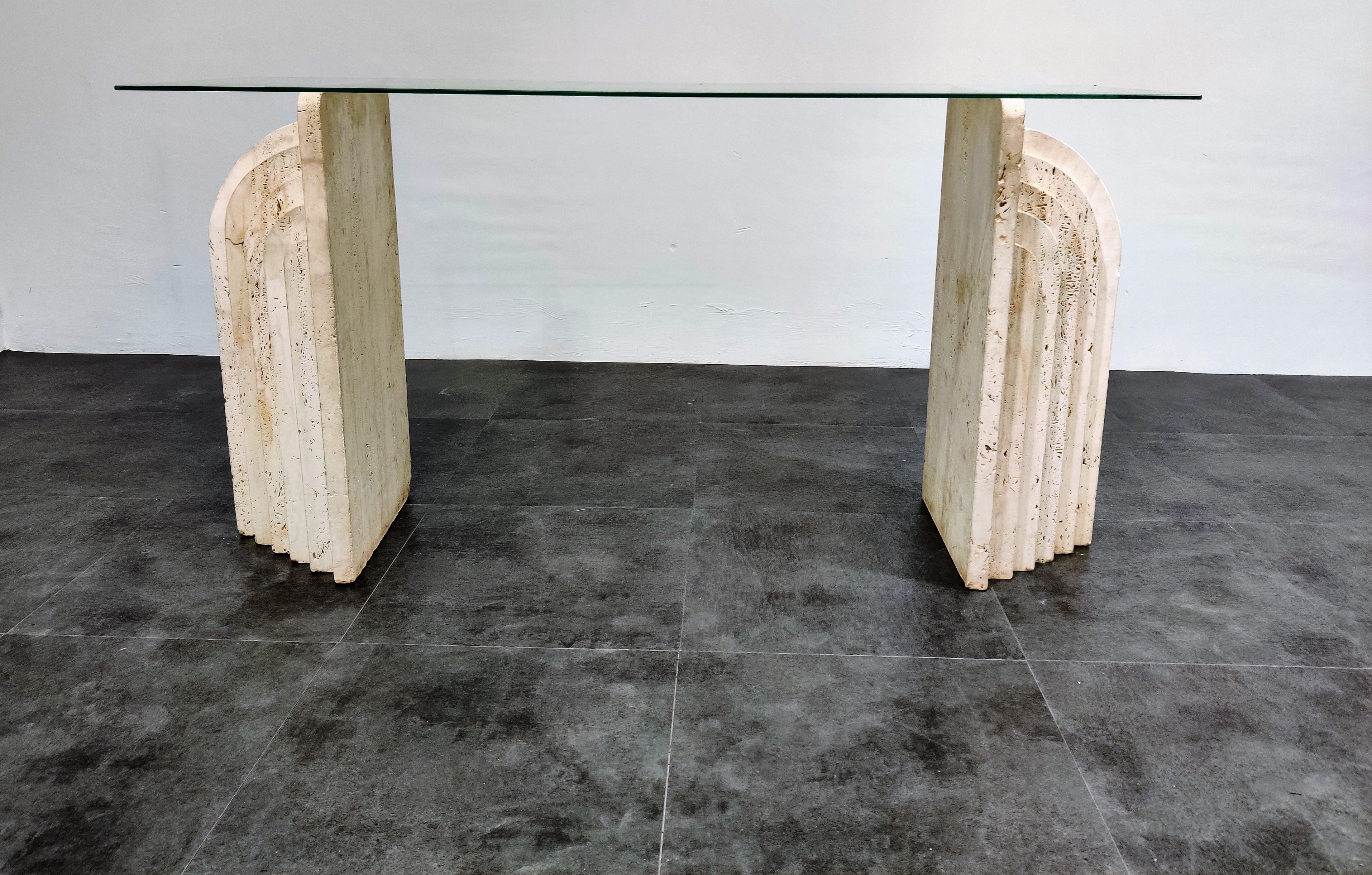 Mid-Century Modern Vintage Travertine Console Table, 1970s