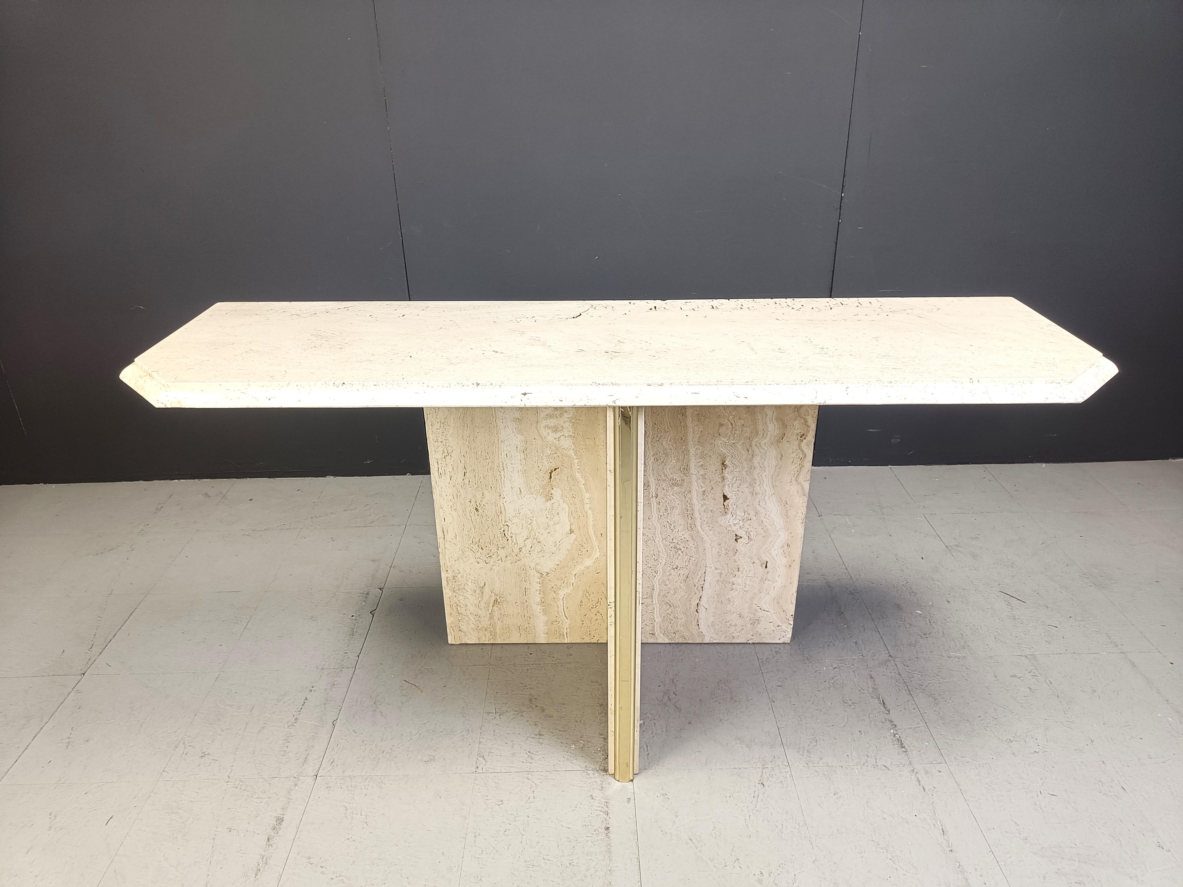 Mid-Century Modern Vintage travertine console table, 1970s For Sale