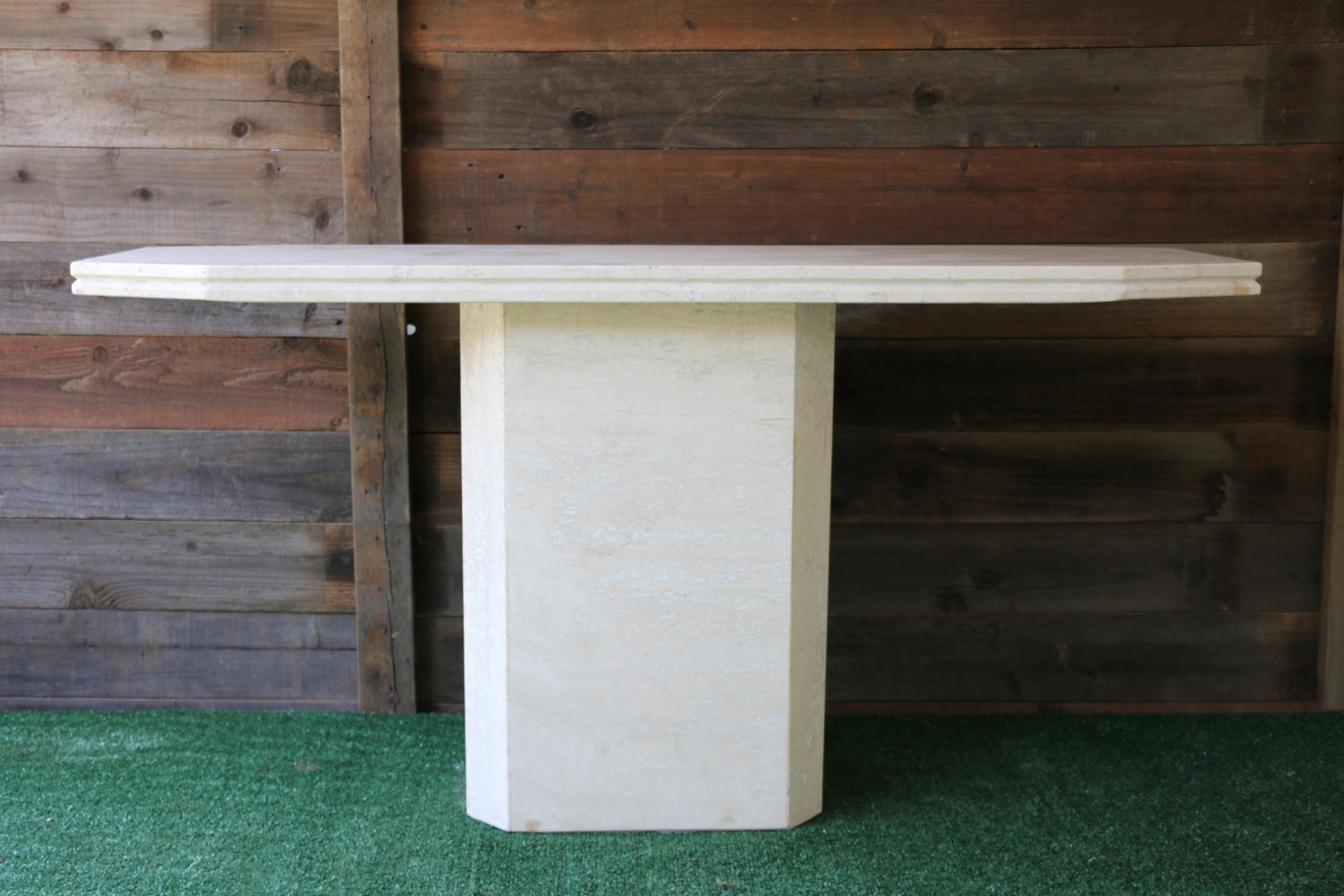 Vintage Travertine Console Table, 1970s Moderno de mediados de siglo en venta