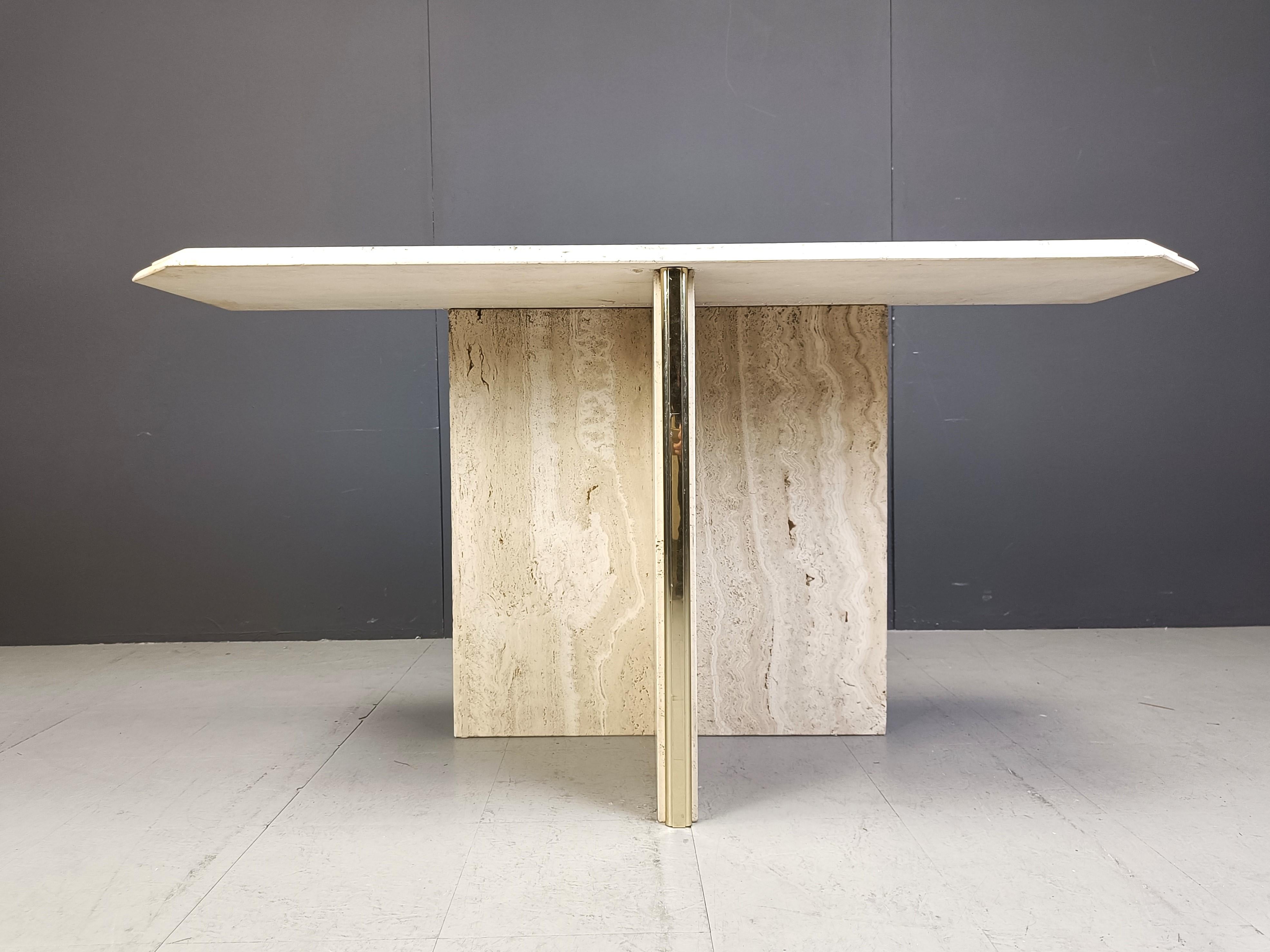 Vintage travertine console table, 1970s In Good Condition For Sale In Leuven, Vlaams Gewest
