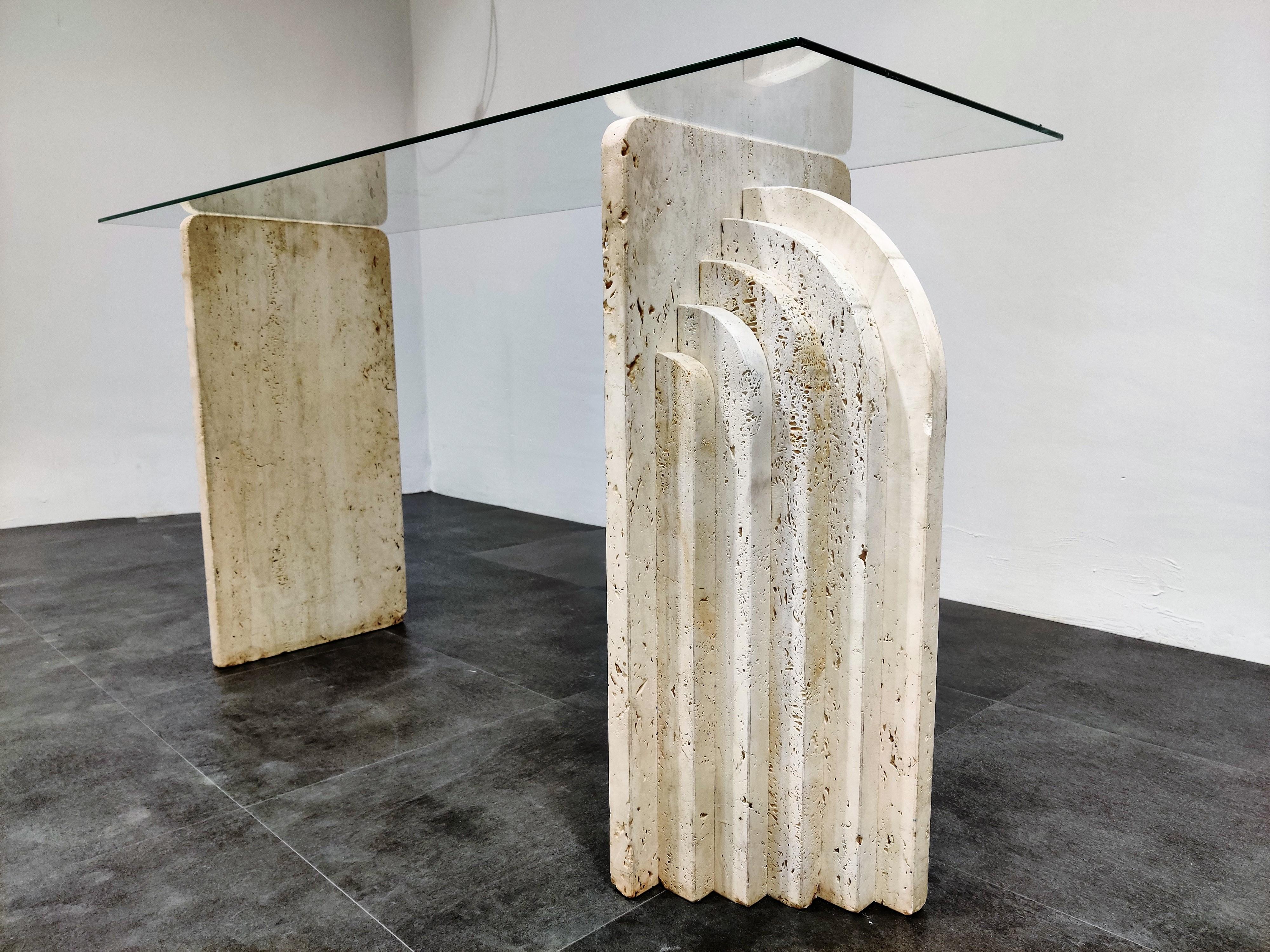 Late 20th Century Vintage Travertine Console Table, 1970s