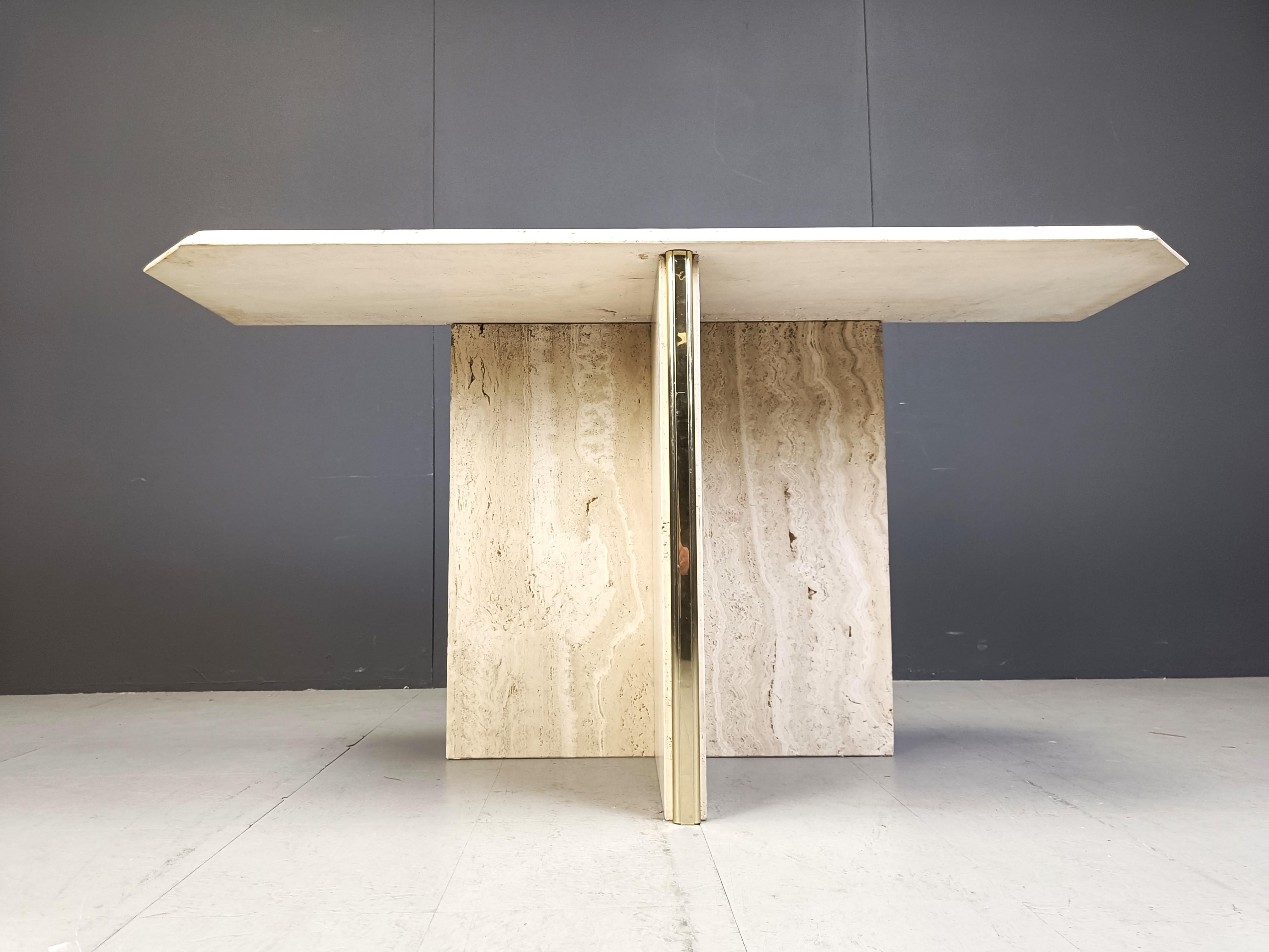 Late 20th Century Vintage travertine console table, 1970s For Sale