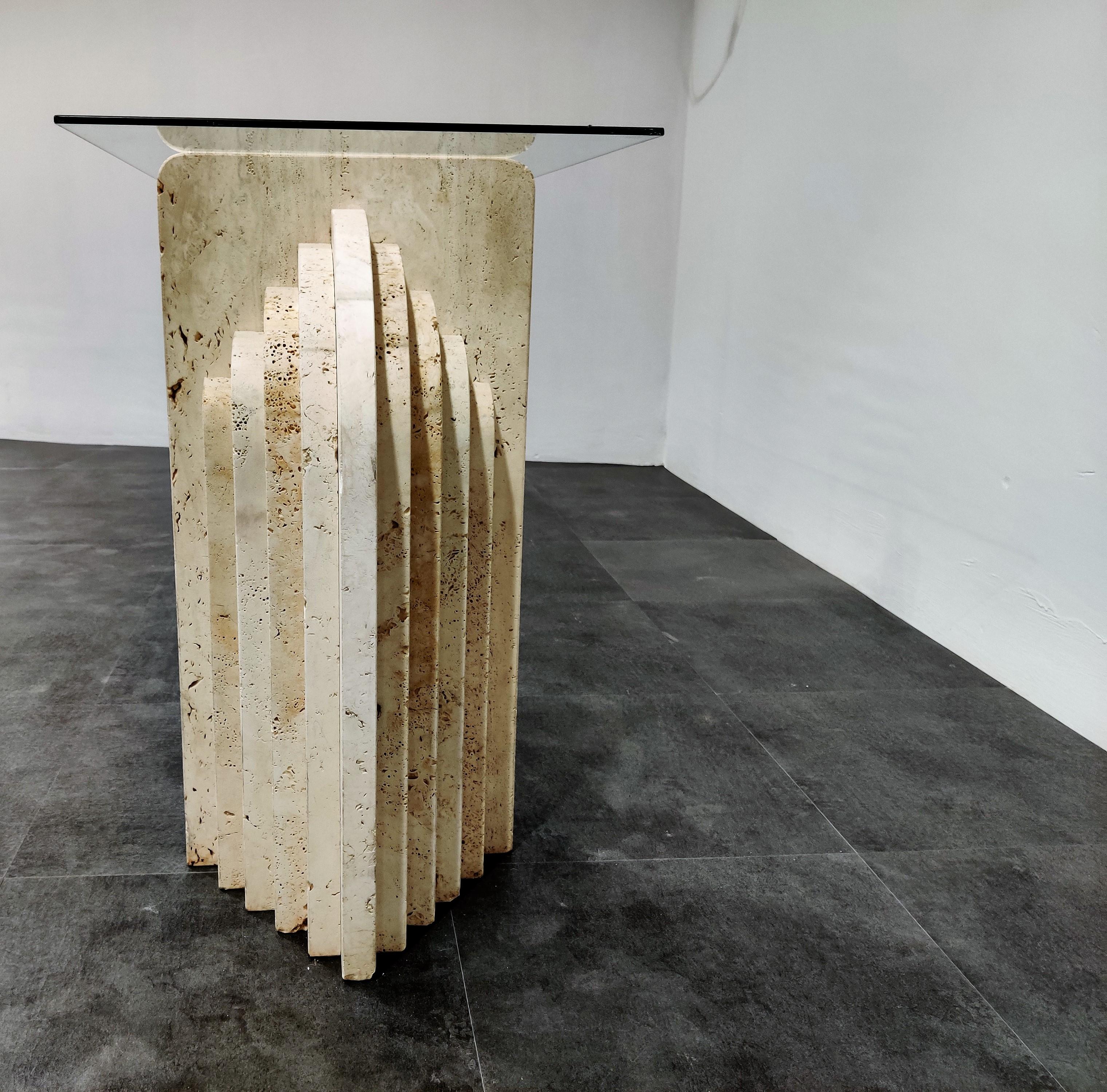 Vintage Travertine Console Table, 1970s 1