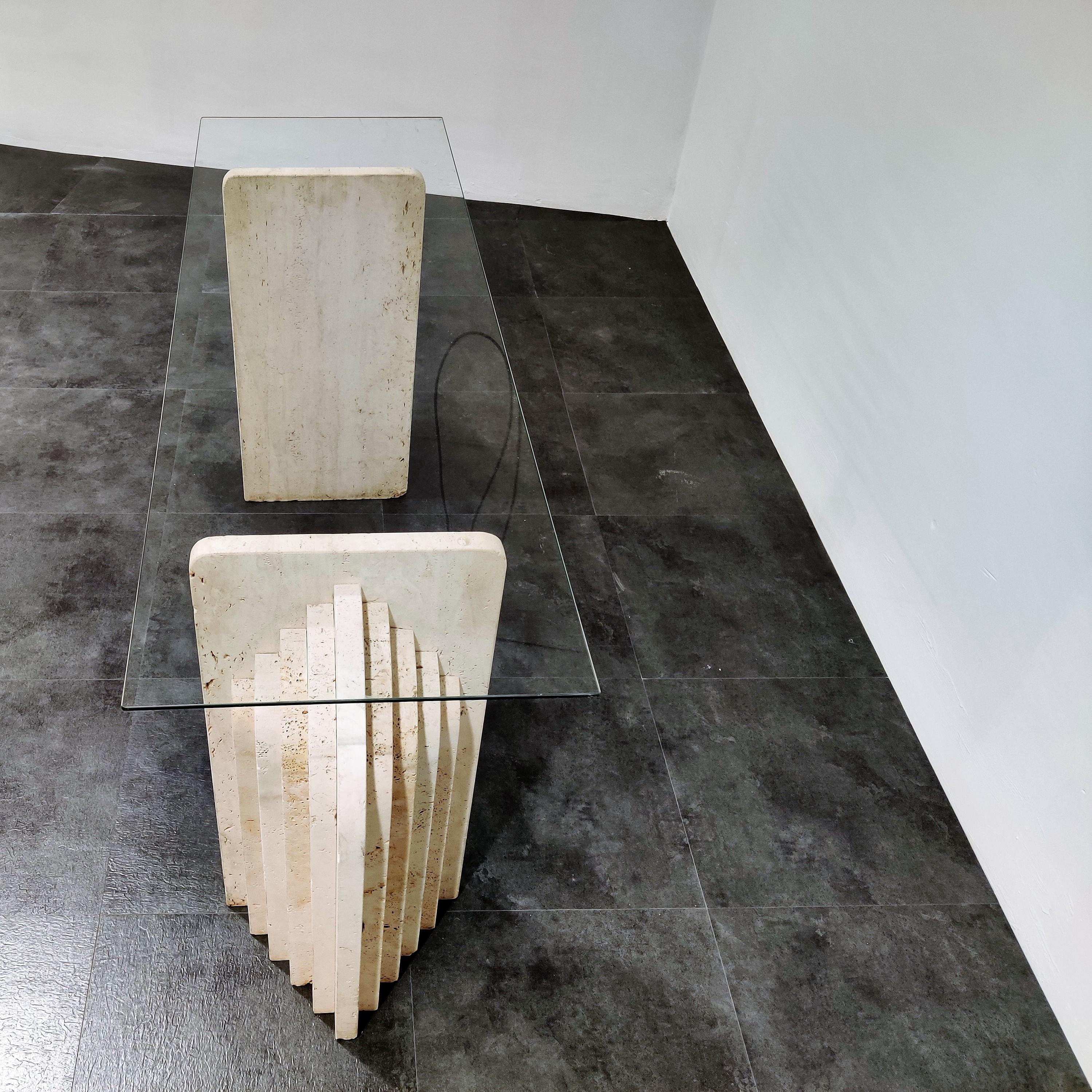 Vintage Travertine Console Table, 1970s 2