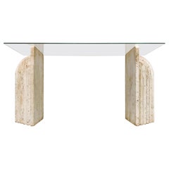 Vintage Travertine Console Table, 1970s