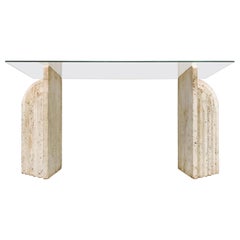 Vintage Travertine Console Table, 1970s