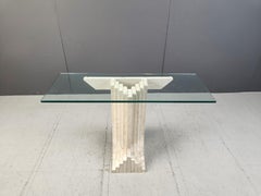 Vintage travertine console table in the manner of Carlo Scarpa , 1970s