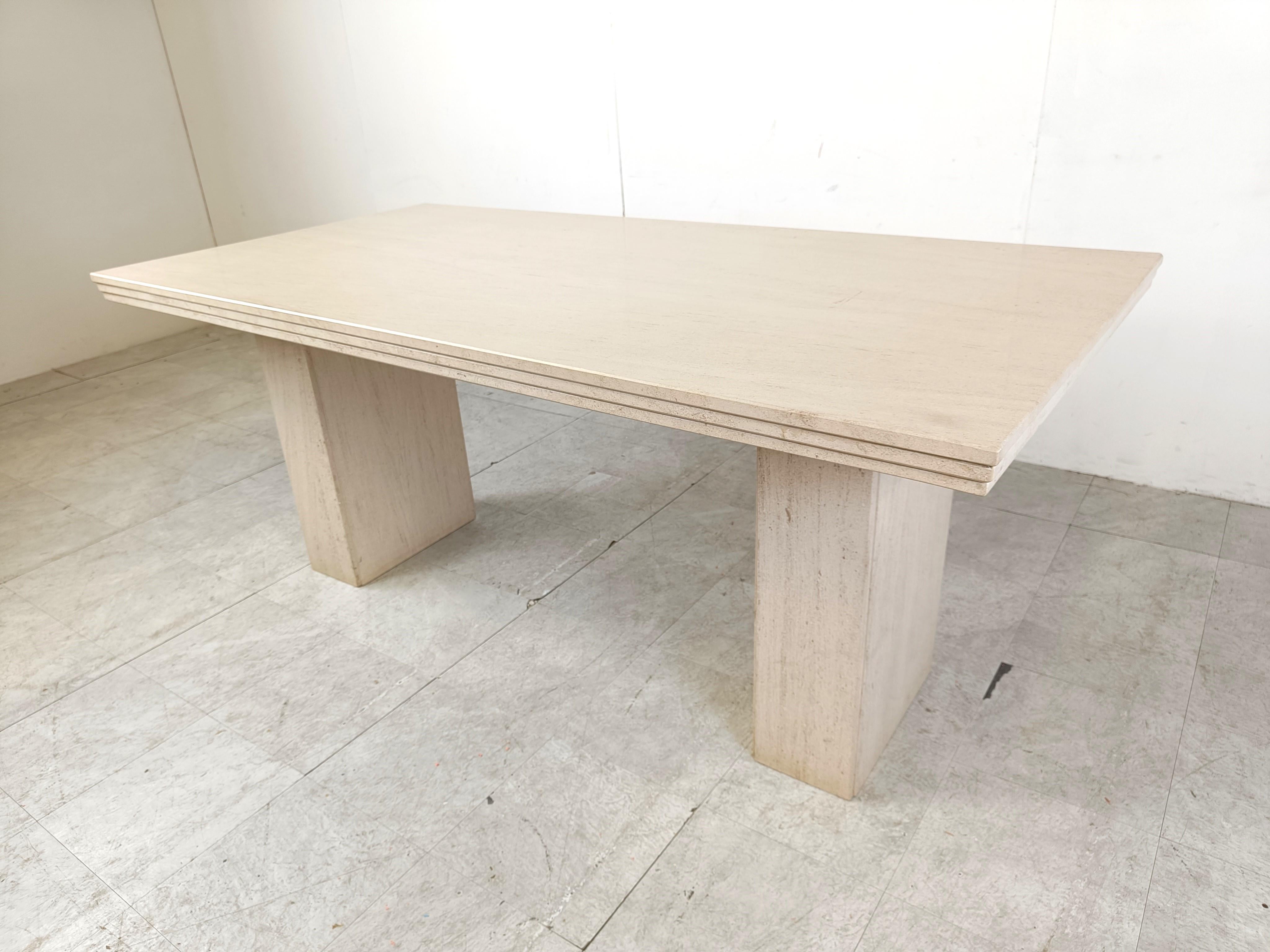 Vintage travertine dining table, 1970s For Sale 3