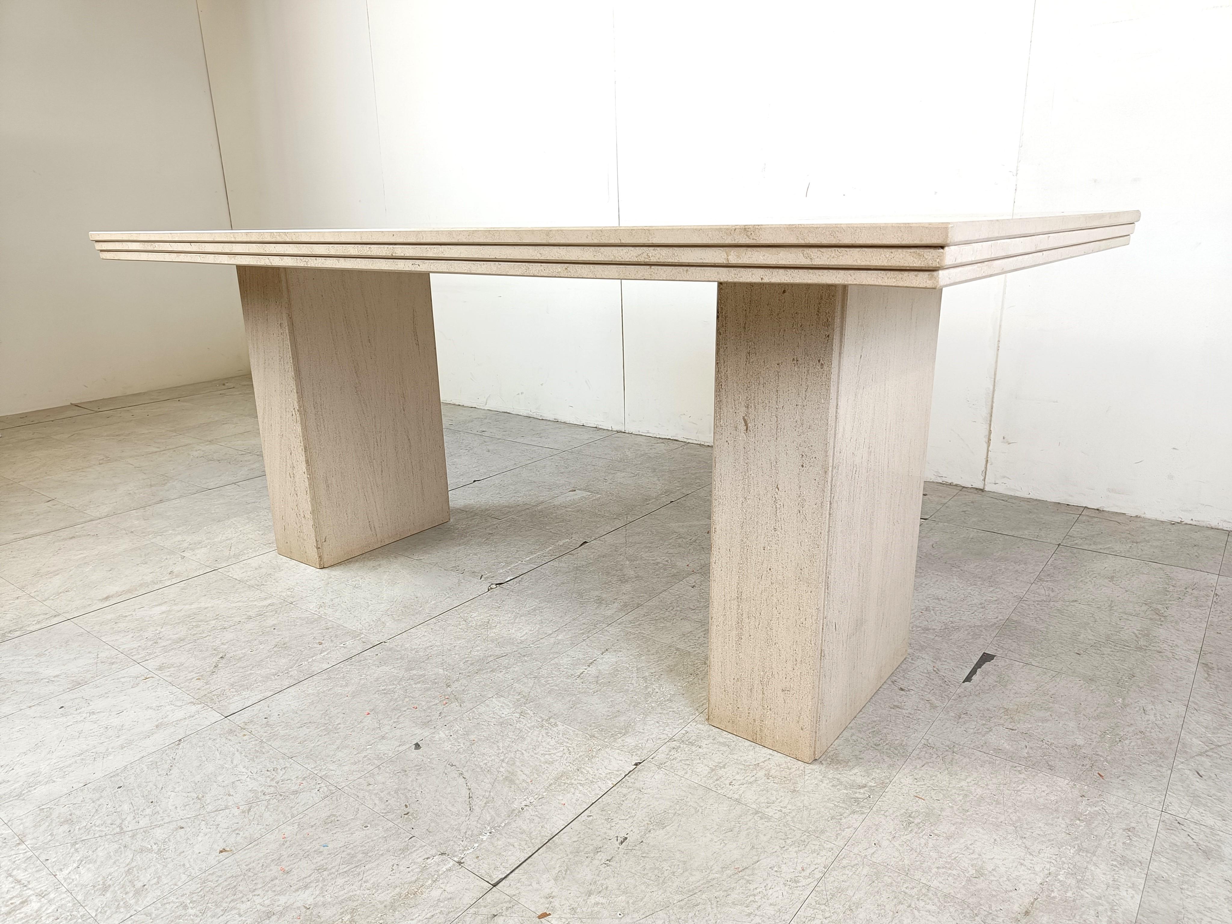 Vintage travertine dining table, 1970s For Sale 4