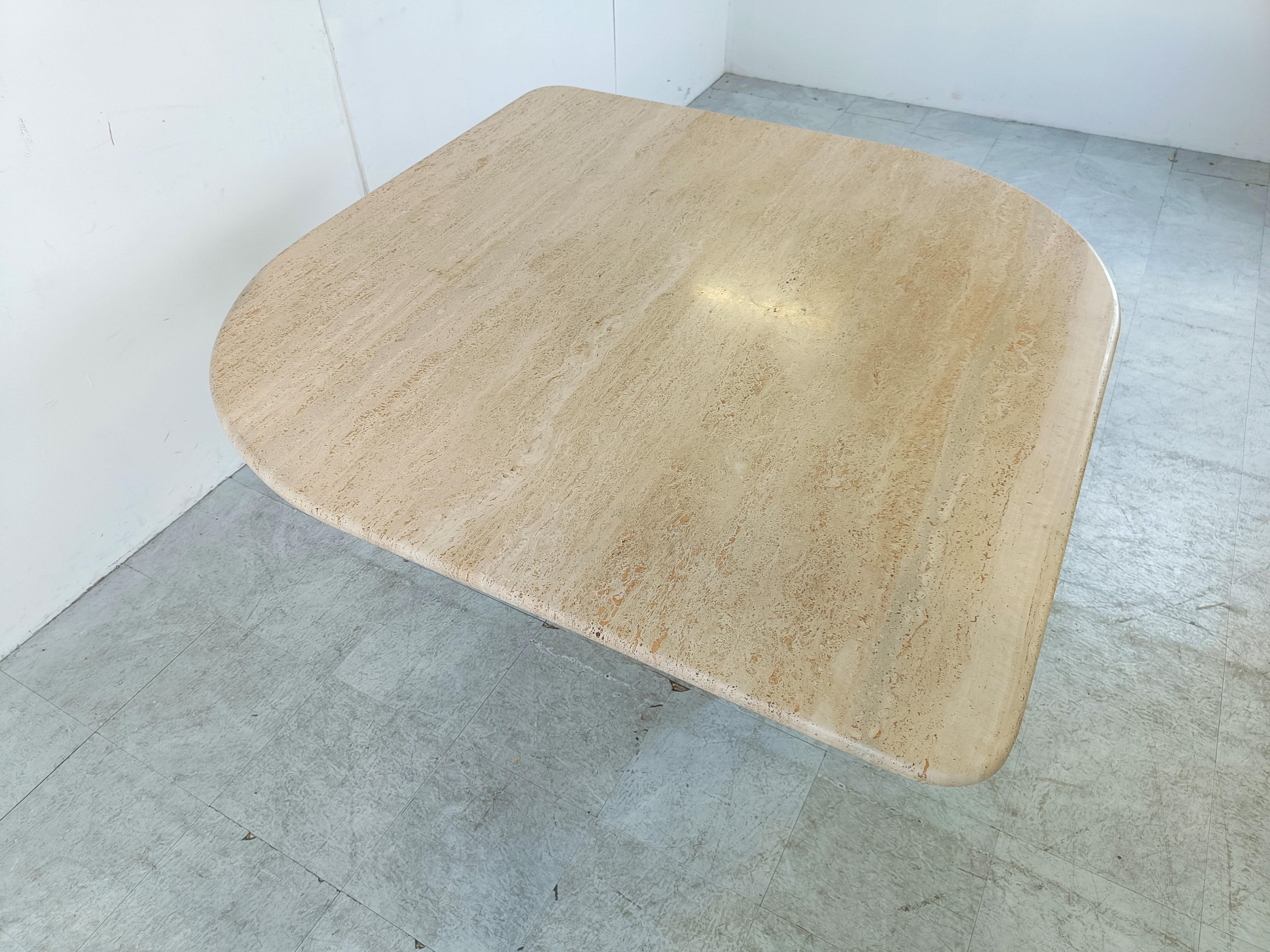 Vintage travertine dining table, 1970s  For Sale 6