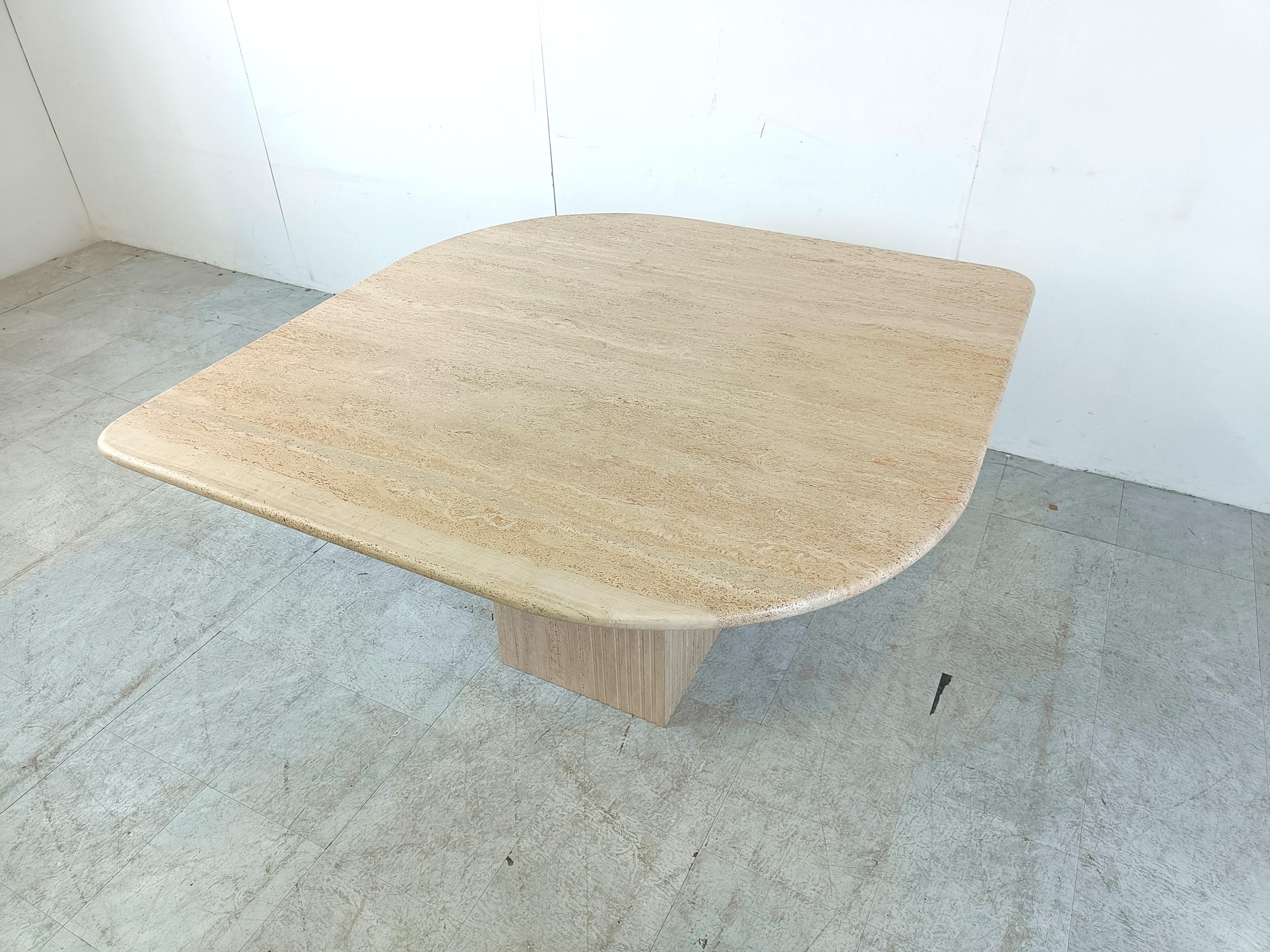 Italian Vintage travertine dining table, 1970s  For Sale
