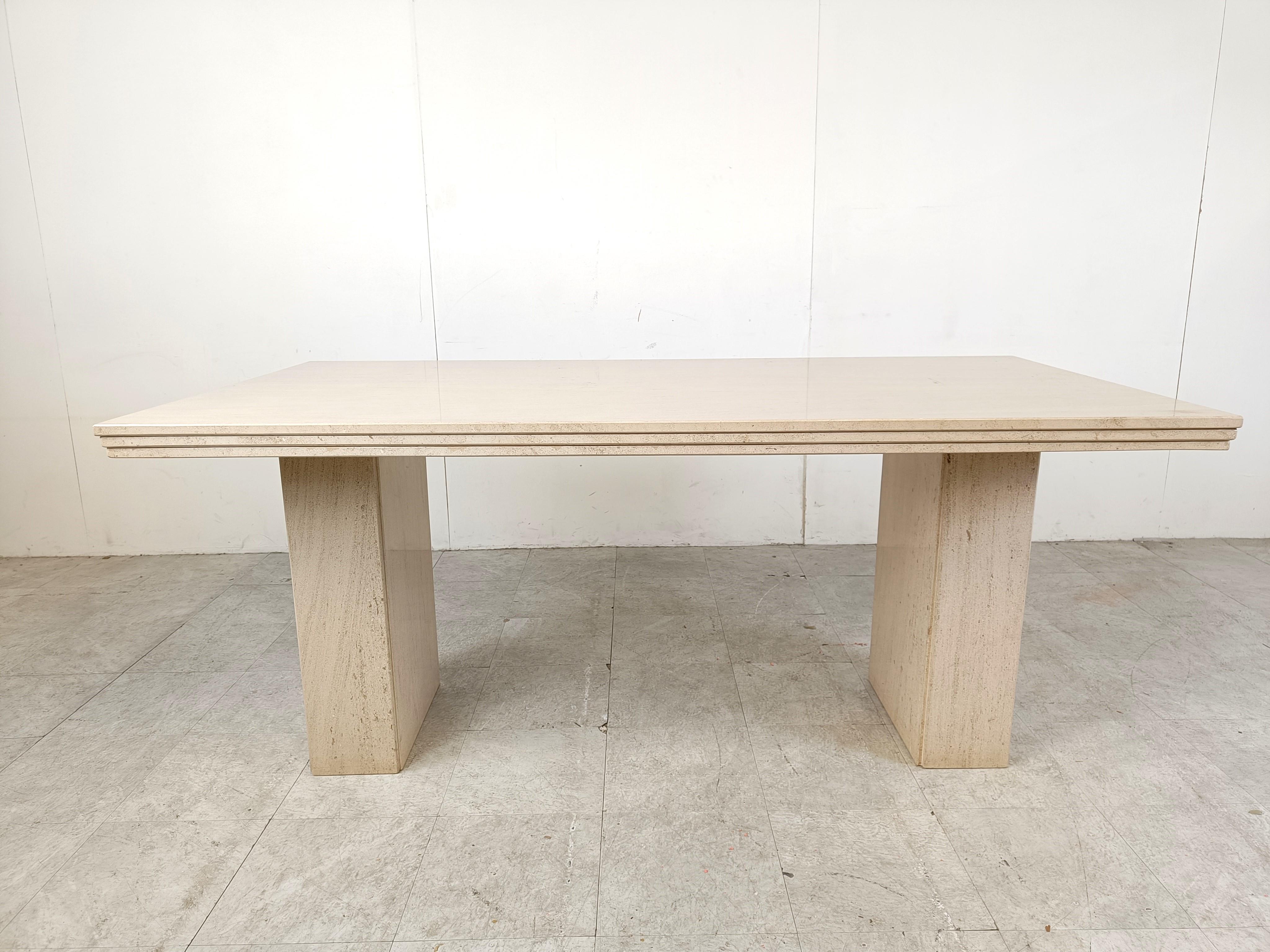 Vintage travertine dining table, 1970s In Good Condition For Sale In HEVERLEE, BE