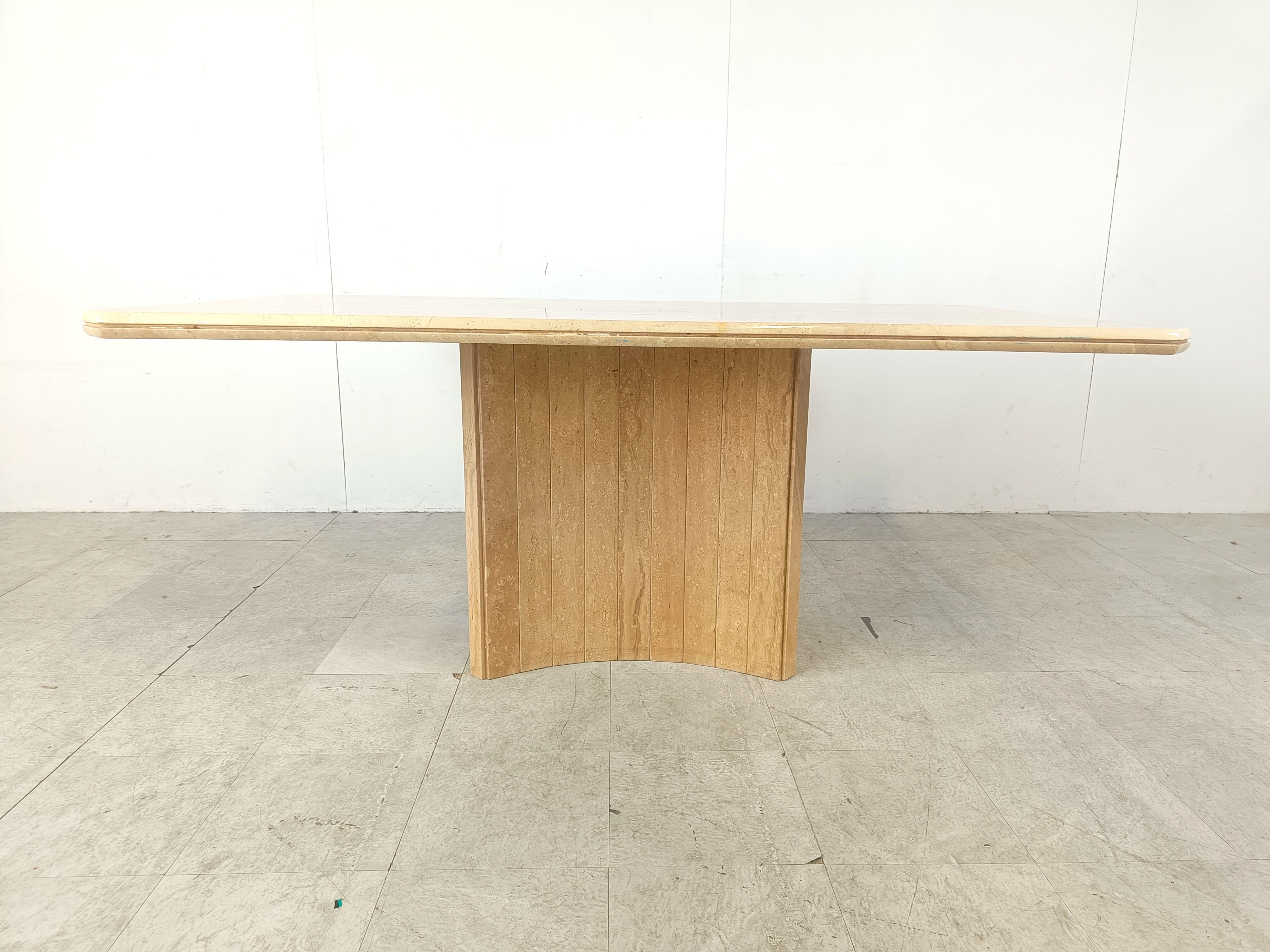 Vintage travertine dining table, 1970s  In Good Condition For Sale In HEVERLEE, BE