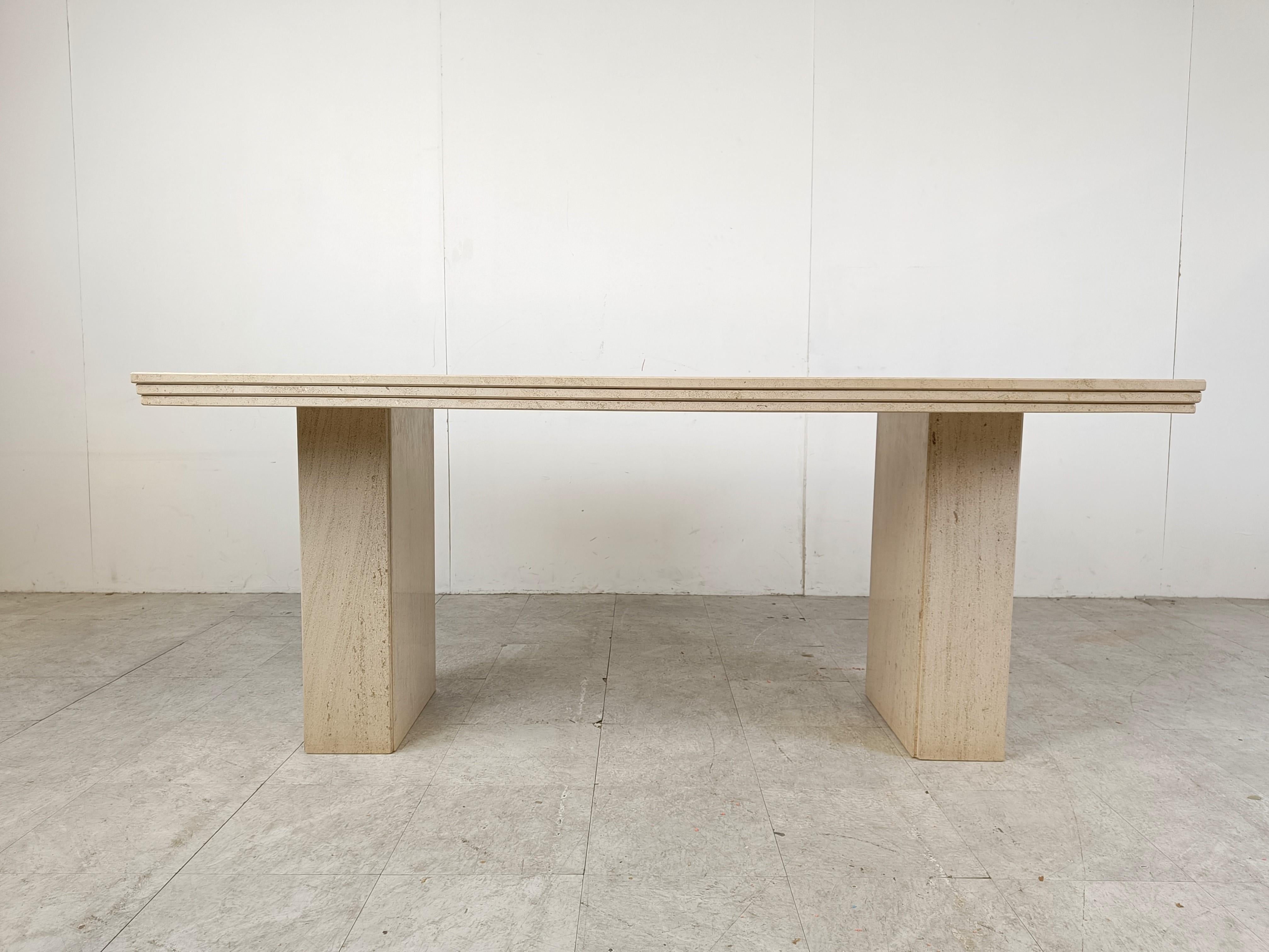 Late 20th Century Vintage travertine dining table, 1970s For Sale